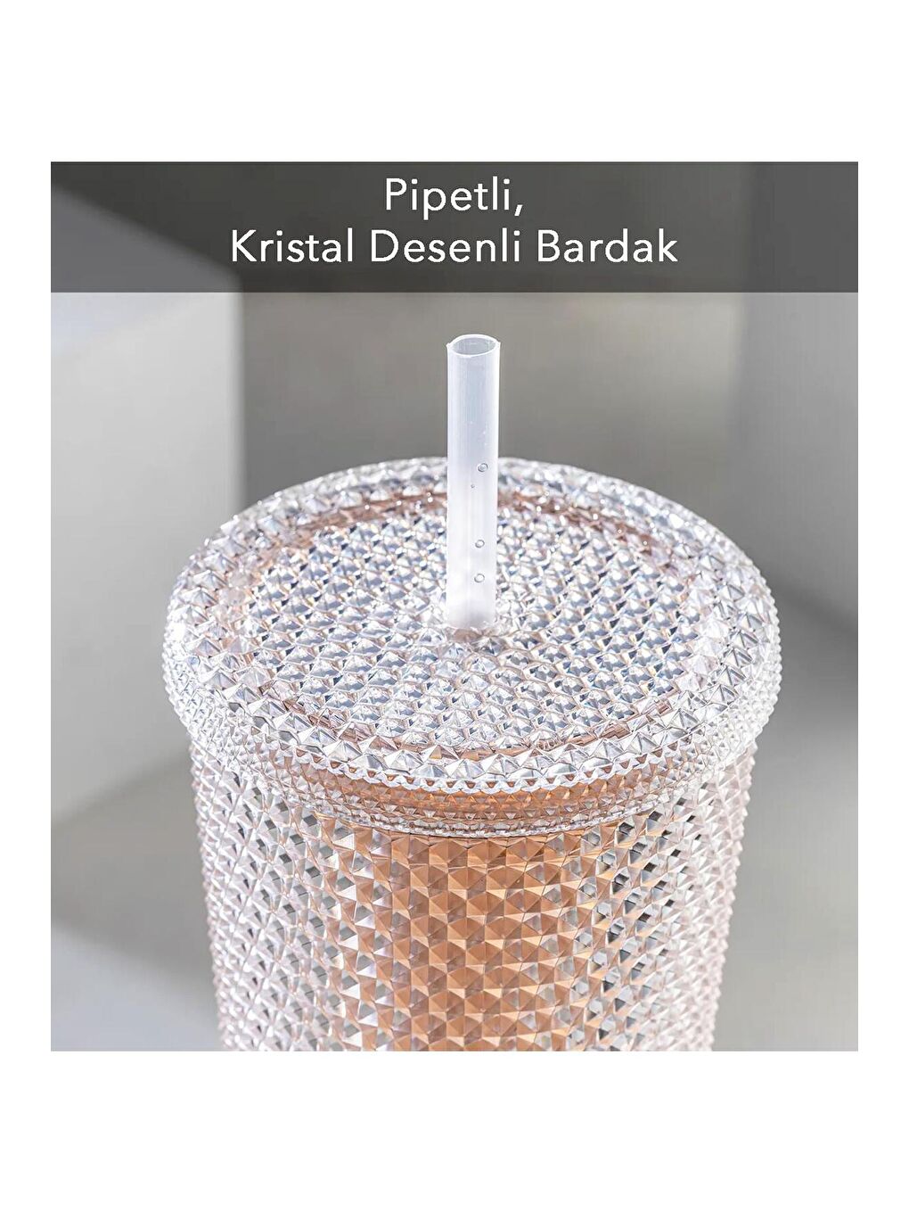 BAM HEDİYELİK EŞYA Karışık Star Sky Kristal Desenli Pipetli Bardak 750Ml - 1