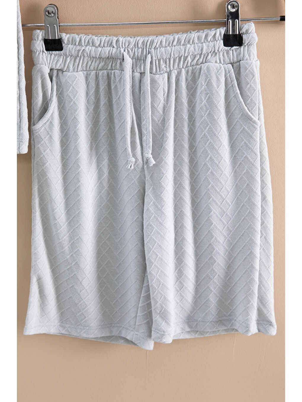 Gri Çizgi Desenli Bisiklet Yaka Tişörtlü Erkek Çocuk Şortlu Takım 20785-3