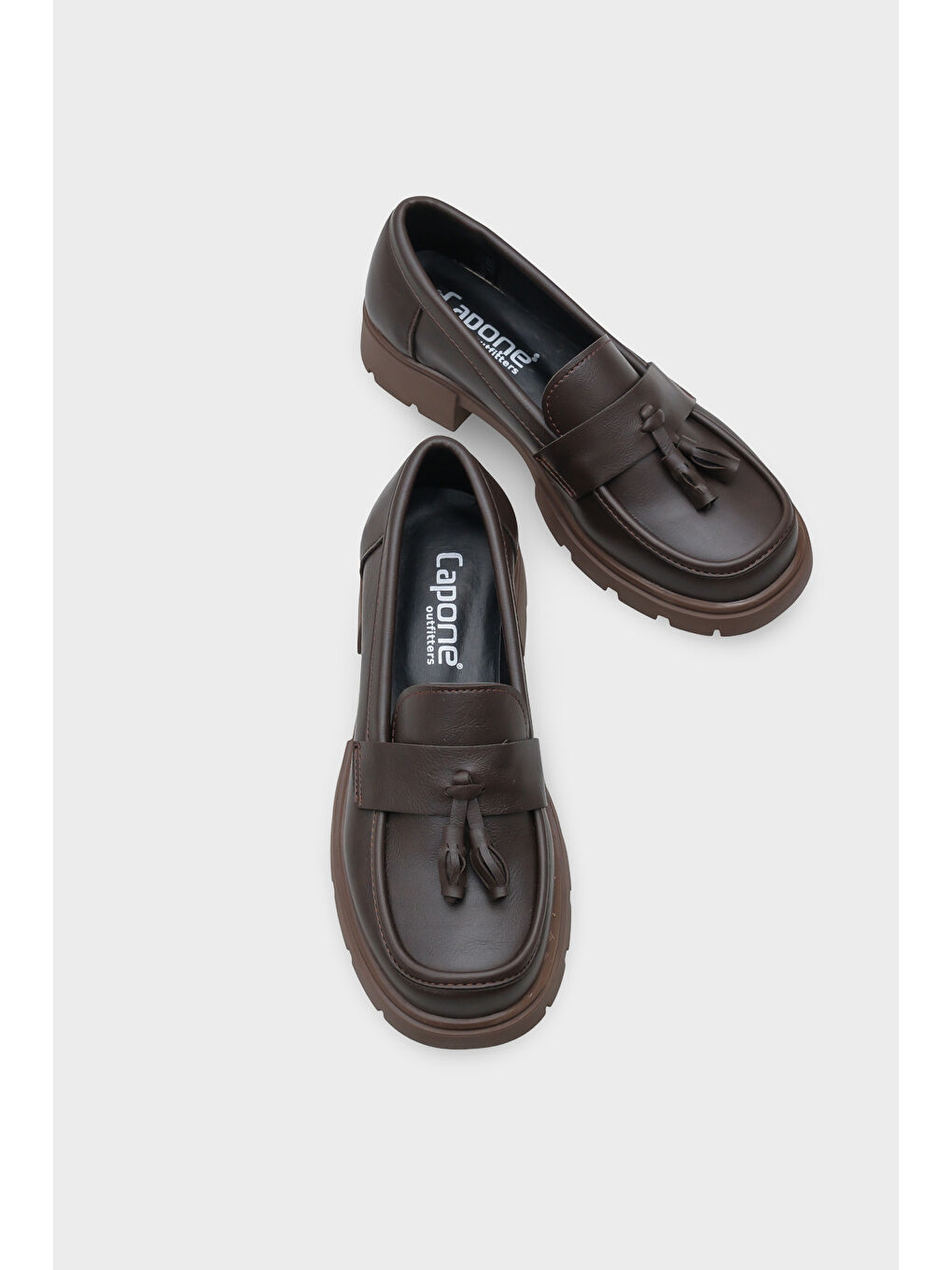 Kahverengi Elga Trak Tabanlı Püsküllü Kadın Loafer-5