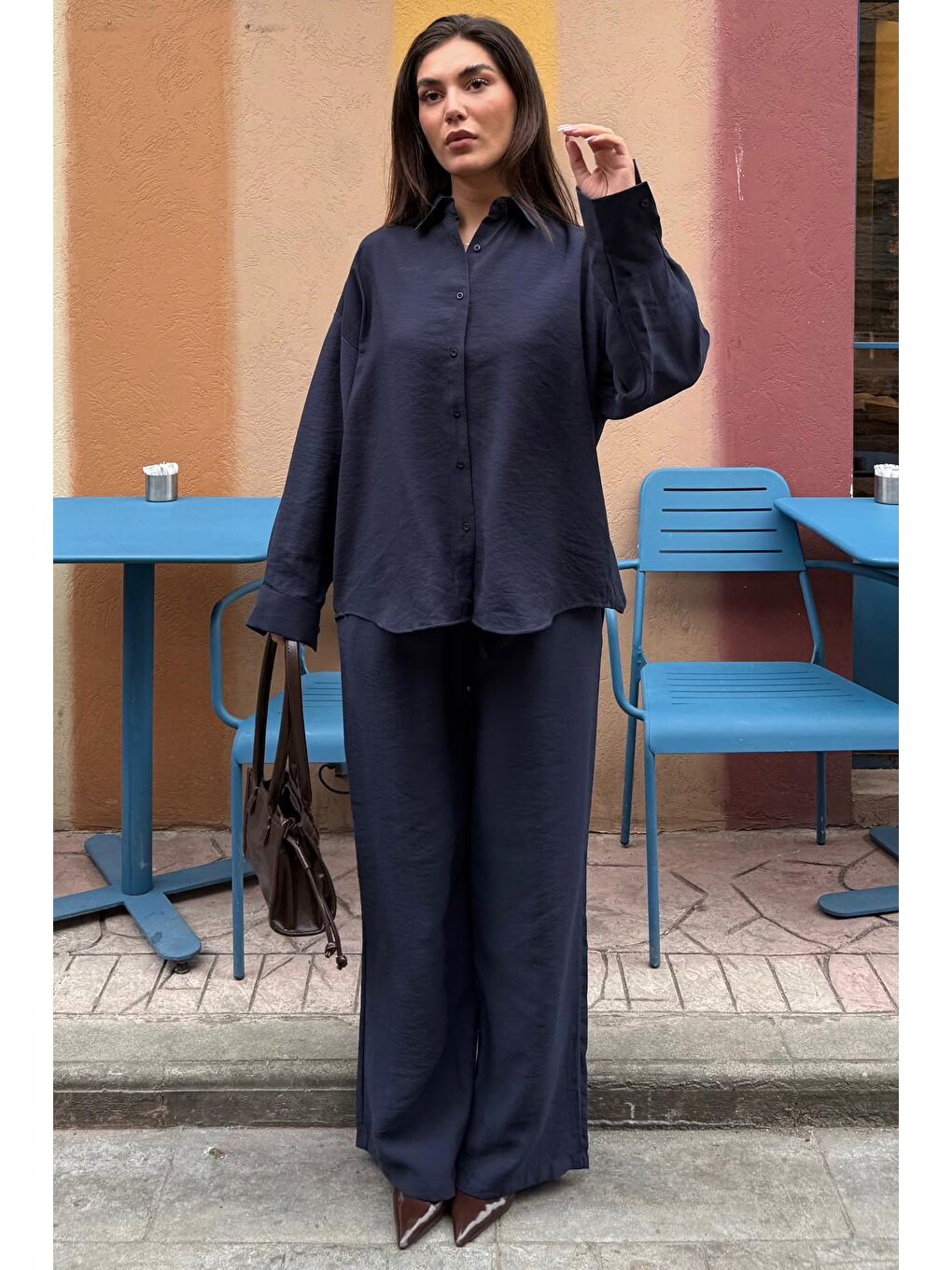 Lacivert Soft Touch Modal Gömlekli Takım Mg2742-4