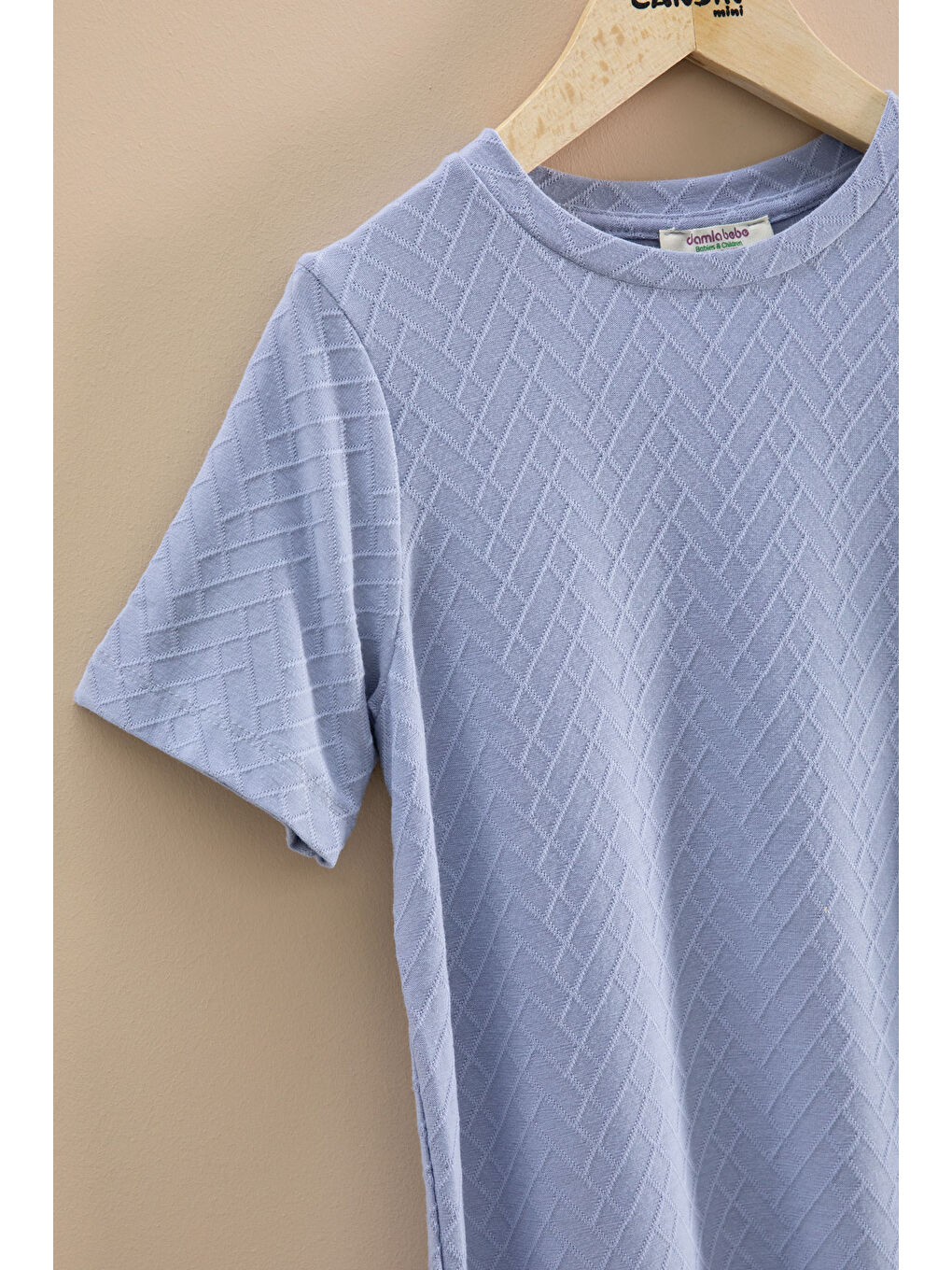 Mavi Çizgi Desenli Bisiklet Yaka Tişörtlü Erkek Çocuk Şortlu Takım 20786-1