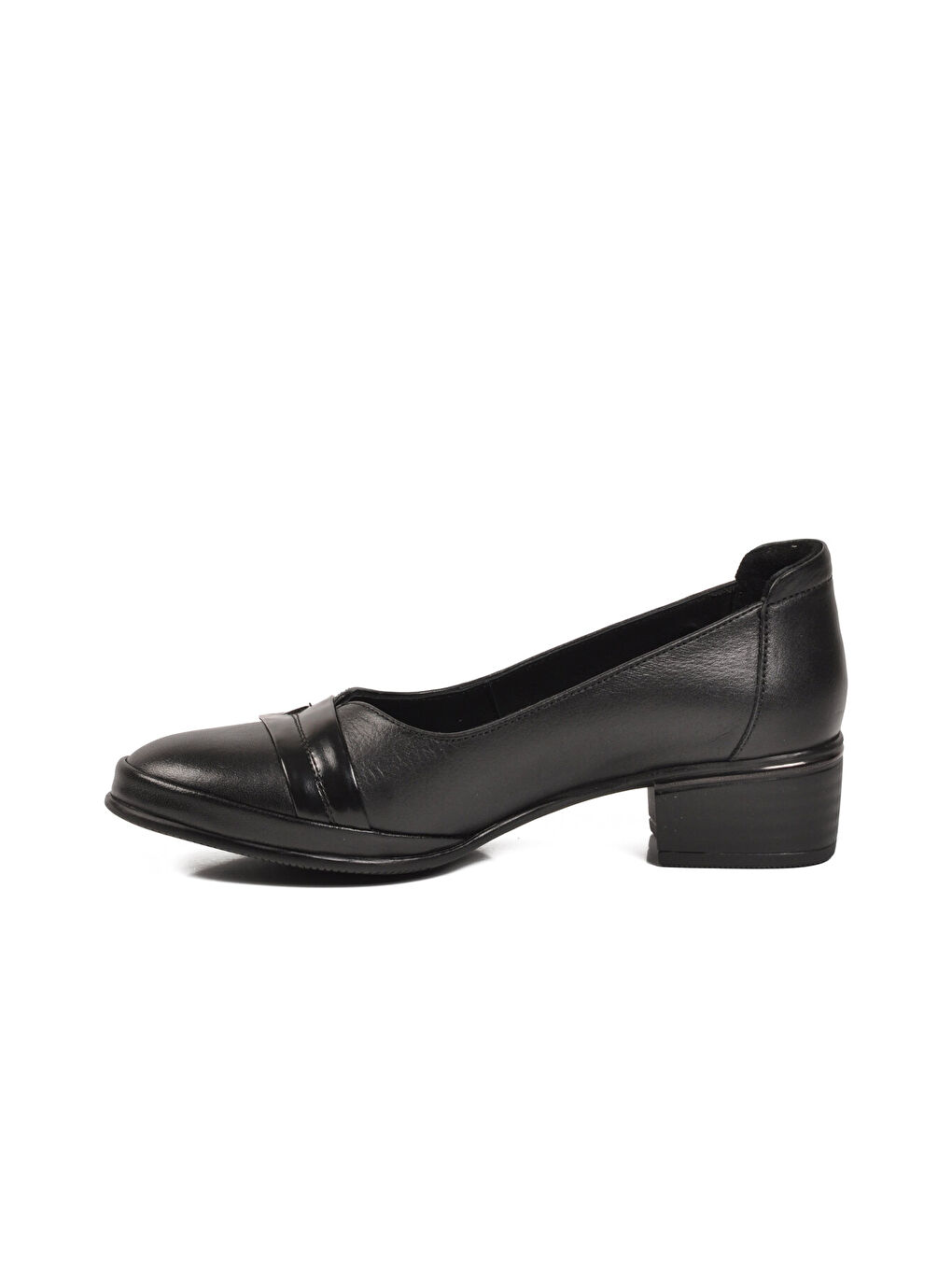 Siyah Hakiki Deri Kadın Topuklu Klasik Ayakkabı 2312531Y Z-1