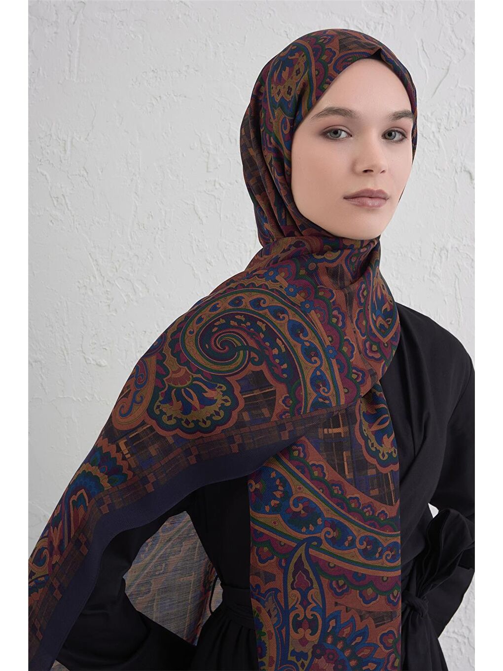 Kahverengi Yün İpek Harmony Şal 327 03