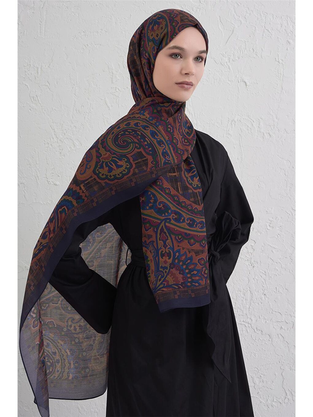 Kahverengi Yün İpek Harmony Şal 327 03-1