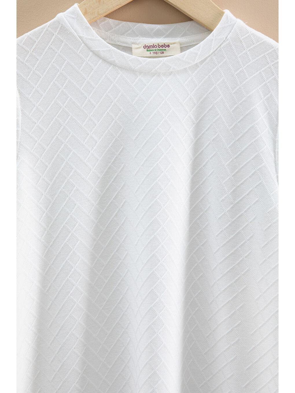 Ekru Çizgi Desenli Bisiklet Yaka Tişörtlü Erkek Çocuk Şortlu Takım 20787-2