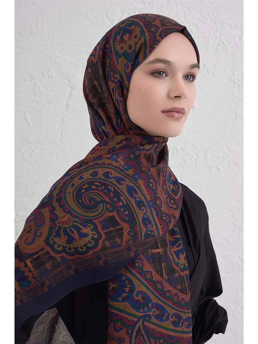 Kahverengi Yün İpek Harmony Şal 327 03-3