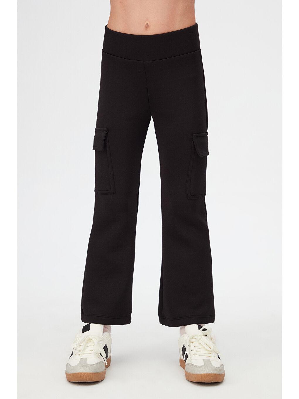 Siyah Kız Çocuk Skuba Kargo Cepli Pantolon