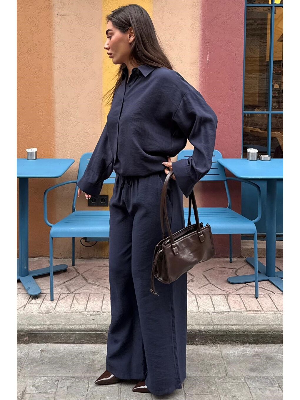 Lacivert Soft Touch Modal Gömlekli Takım Mg2742-6