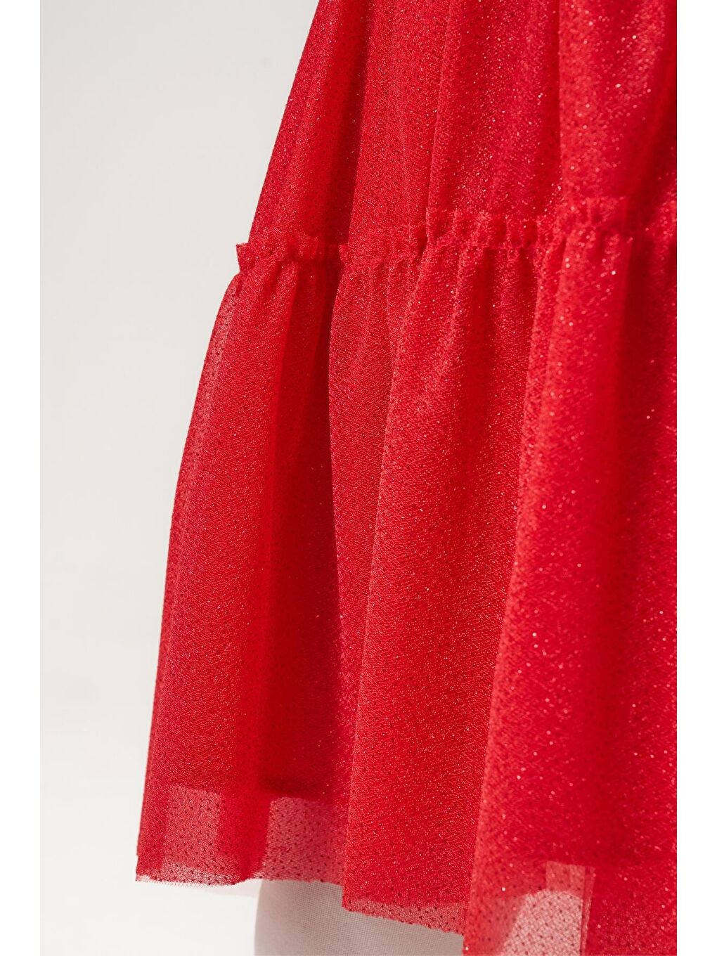 Kız Çocuk Pamuklu Yeşil Geyik Desenli Sweatshirt Ve Kırmızı Tül Etek Takımı - Yılbaşı Konseptli-6