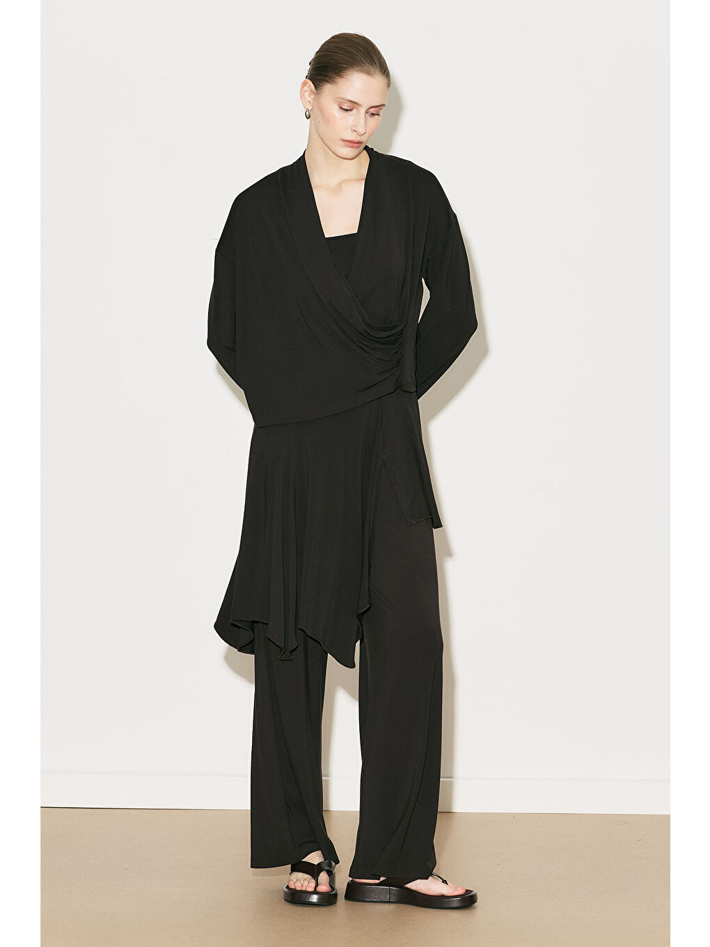 Easy Kruvaze Bluz Kahverengi-2