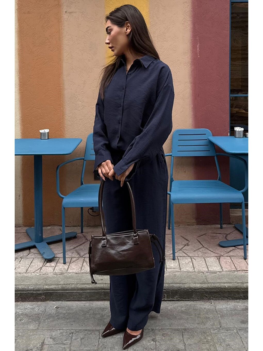 Lacivert Soft Touch Modal Gömlekli Takım Mg2742-7