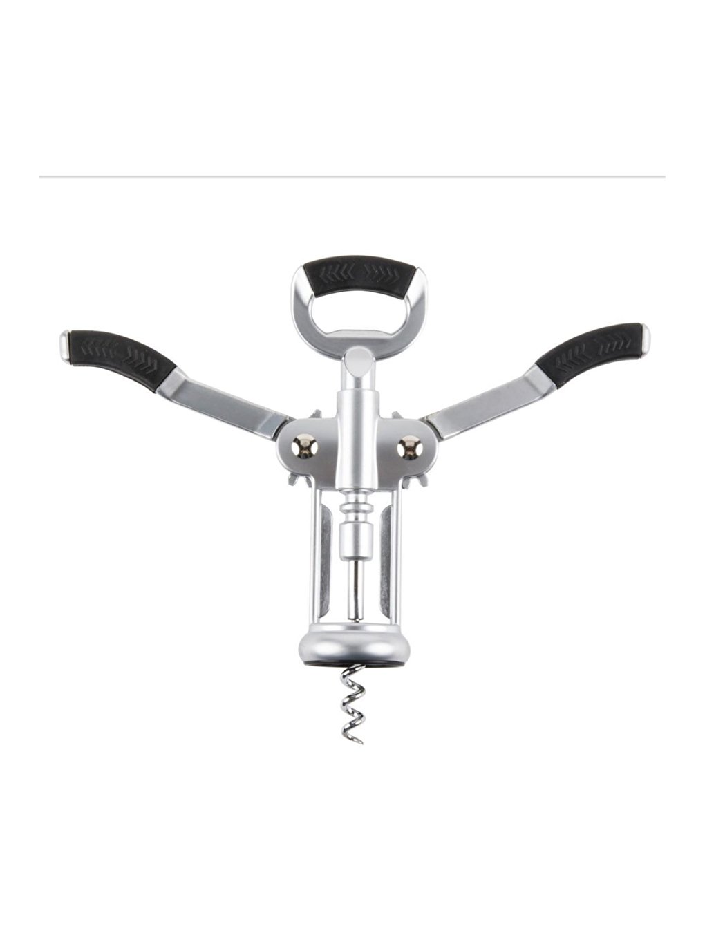 Gri Siyah Silikon Tutacaklı Tirbüşon Şişe Açacağı Paslanmaz Çelik-2