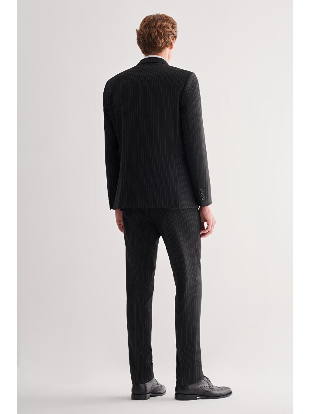 Siyah Kılıç Yaka Tam Astar 6 Drop Slim Fit Esnek Kruvaze  Takım Elbise 1001255154-4