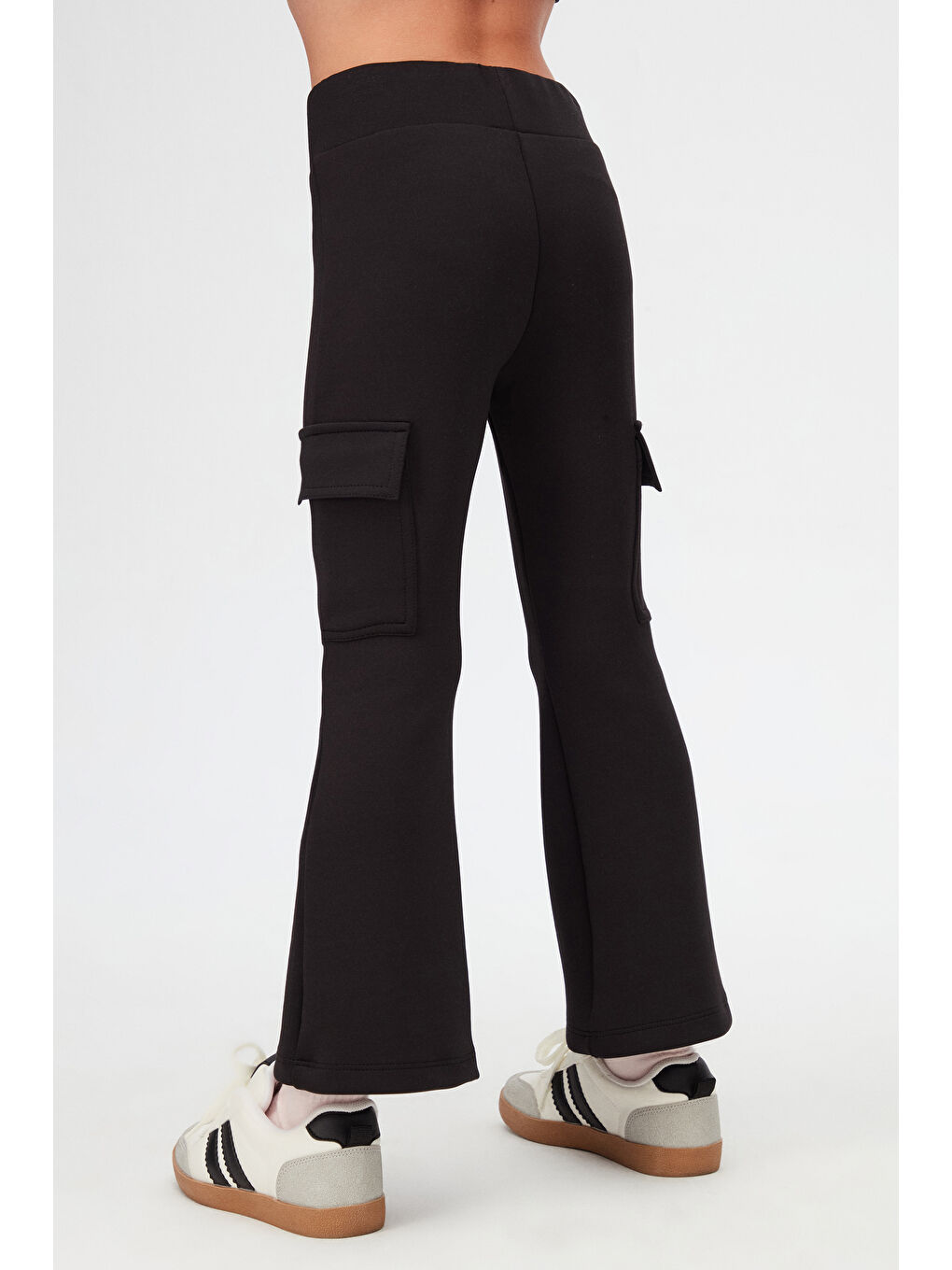 Siyah Kız Çocuk Skuba Kargo Cepli Pantolon-1