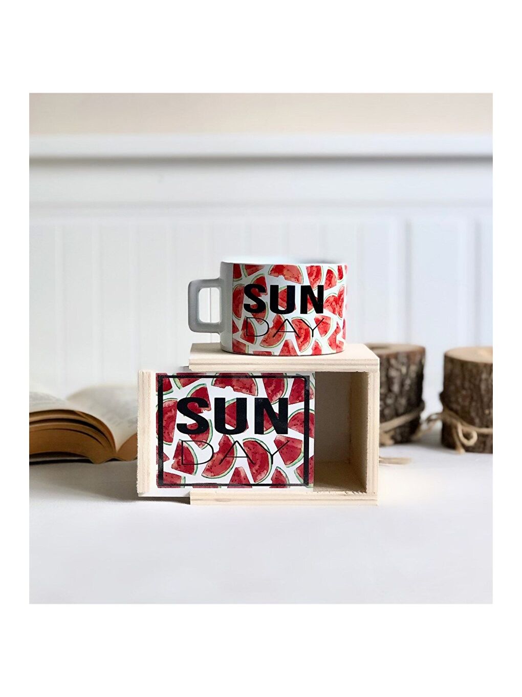 Karışık Sun Day Karpuz Tasarımlı Kutulu Kupa