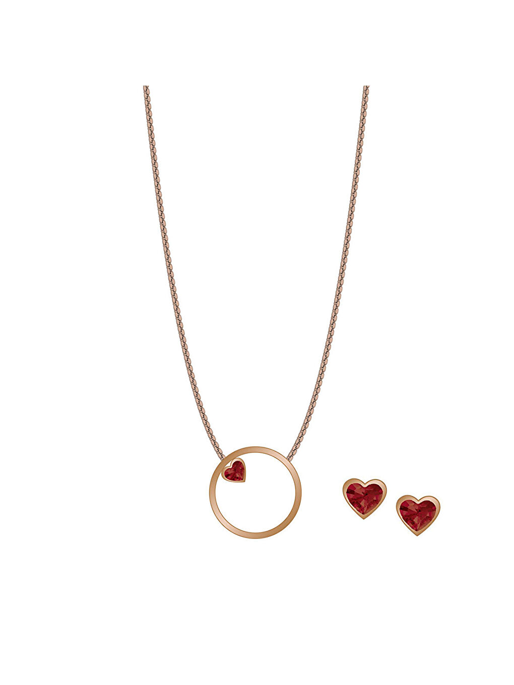 Pembe SKJB1007-791 Kalpli Kadın Kolye ve Küpe Seti-1