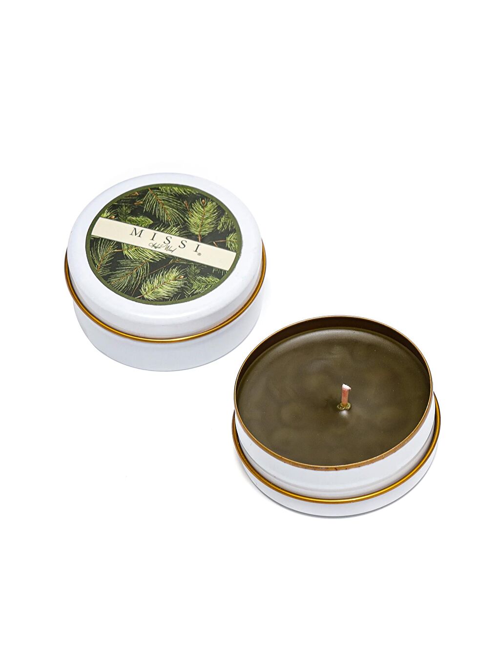 Yeşil Yılbaşı Amber Wood Kokulu Vegan Teneke Mum