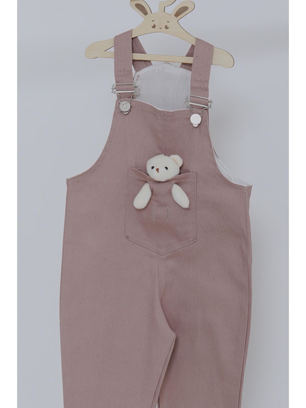 Bej Kız Çocuk Vizon Ayıcıklı Salopet - 27064-1