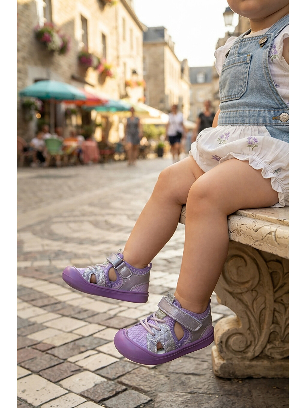 Lila Tapel İlk Adım Cırtlı Kız Bebek Sandalet-2