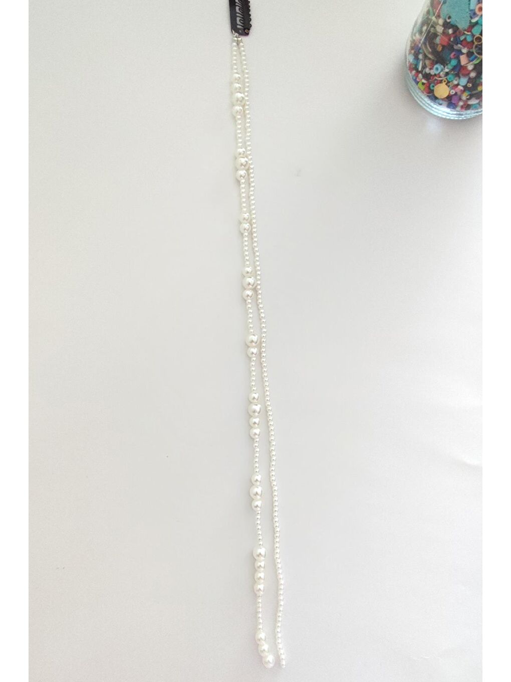 Beyaz İnci Sallantılı Çıtçıtlı Saç İpi Saç Zinciri Saç Aksesuarı-2