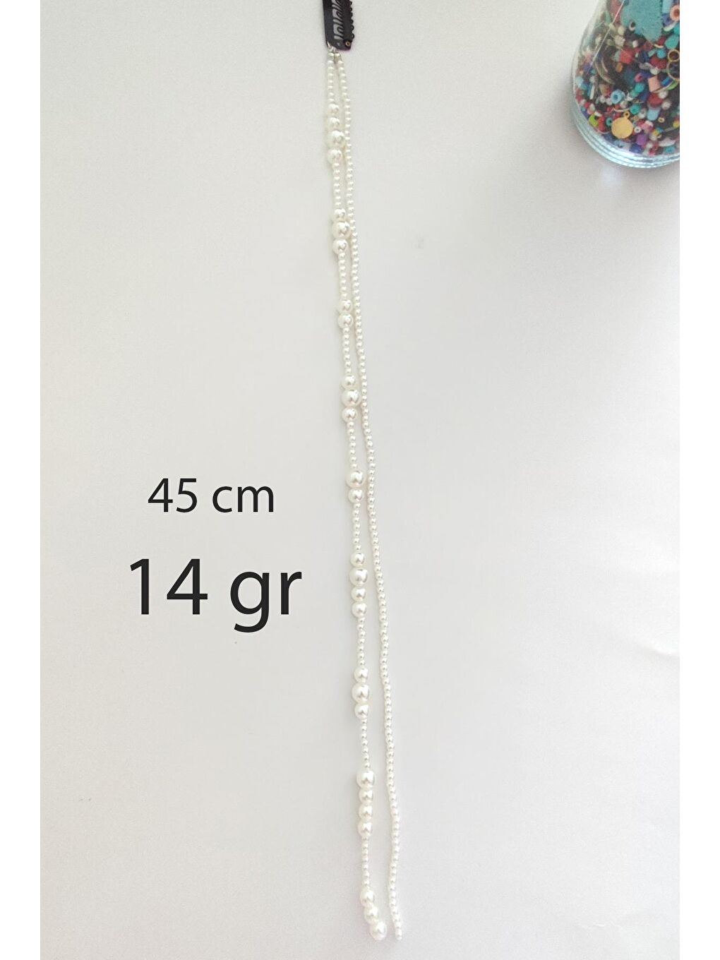 Beyaz İnci Sallantılı Çıtçıtlı Saç İpi Saç Zinciri Saç Aksesuarı-3