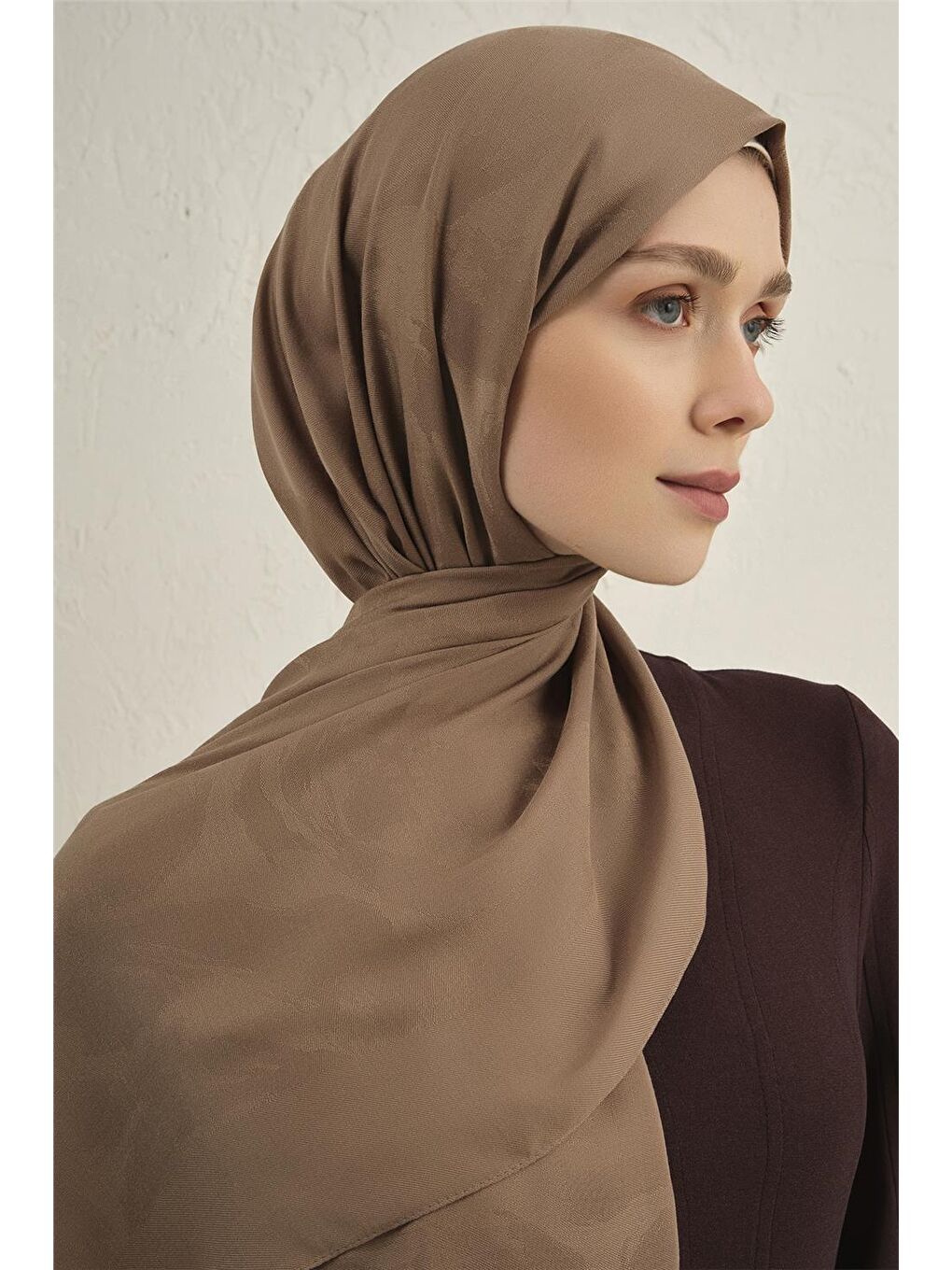 Kahverengi Lyocell Viscon Dalga Desen Şal 1 09-3