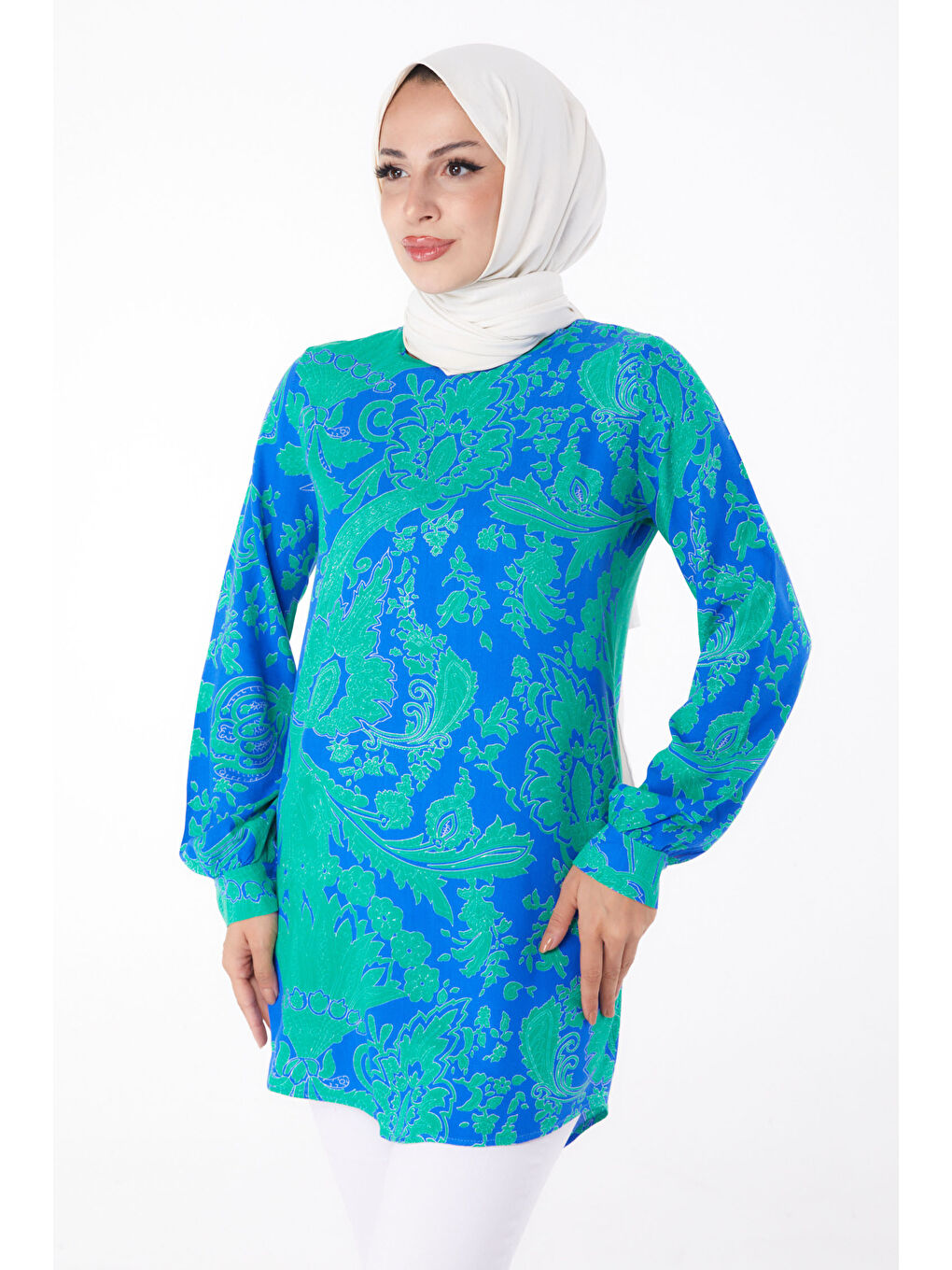 Yeşil Desenli Tunik Yesil - 13277