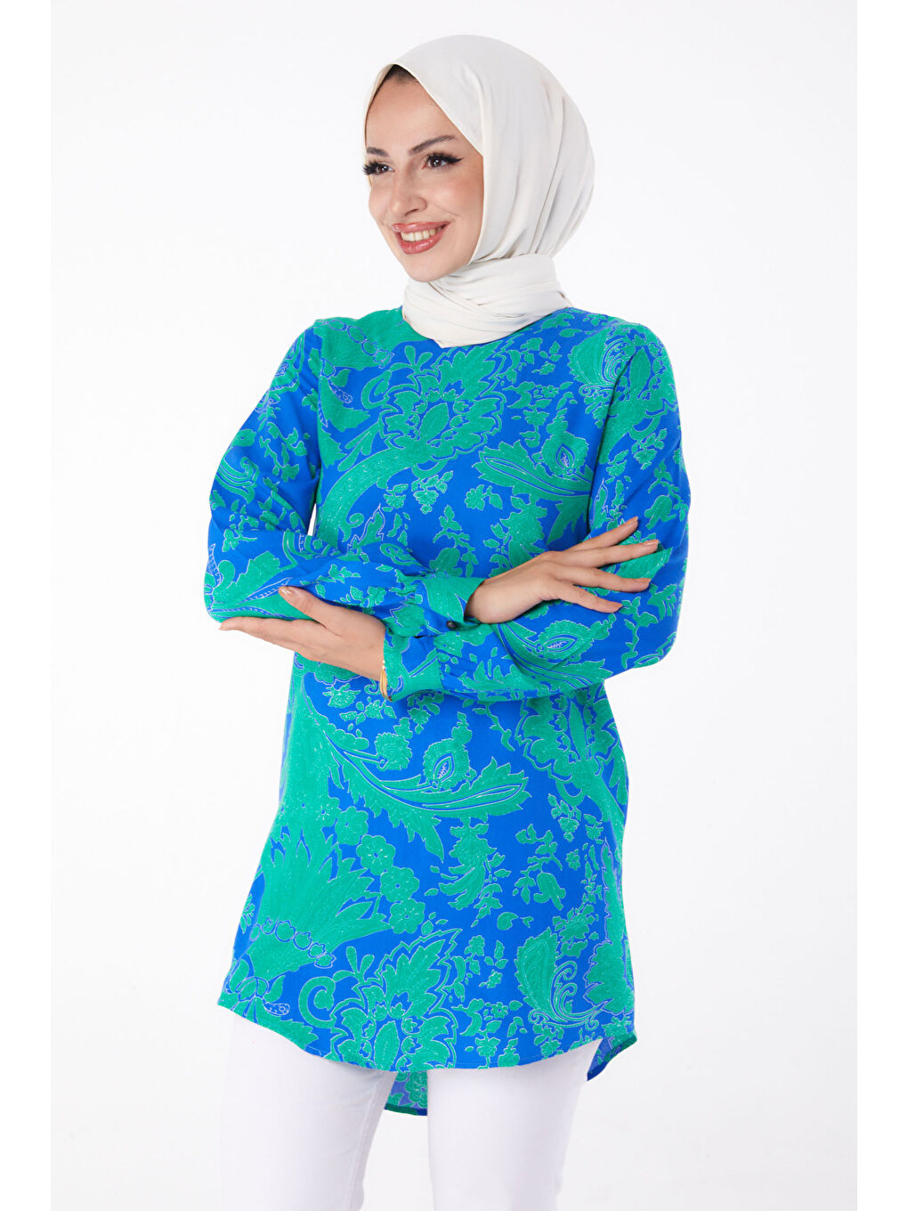 Yeşil Desenli Tunik Yesil - 13277-2