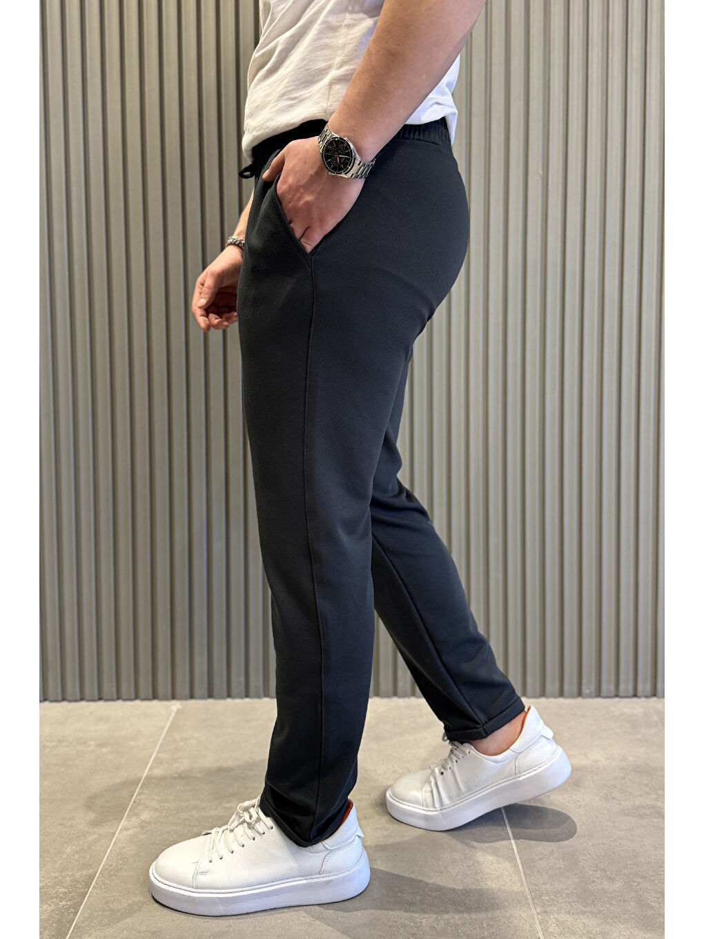 Antrasit Erkek Duble Paça Jogger Pantolon-1