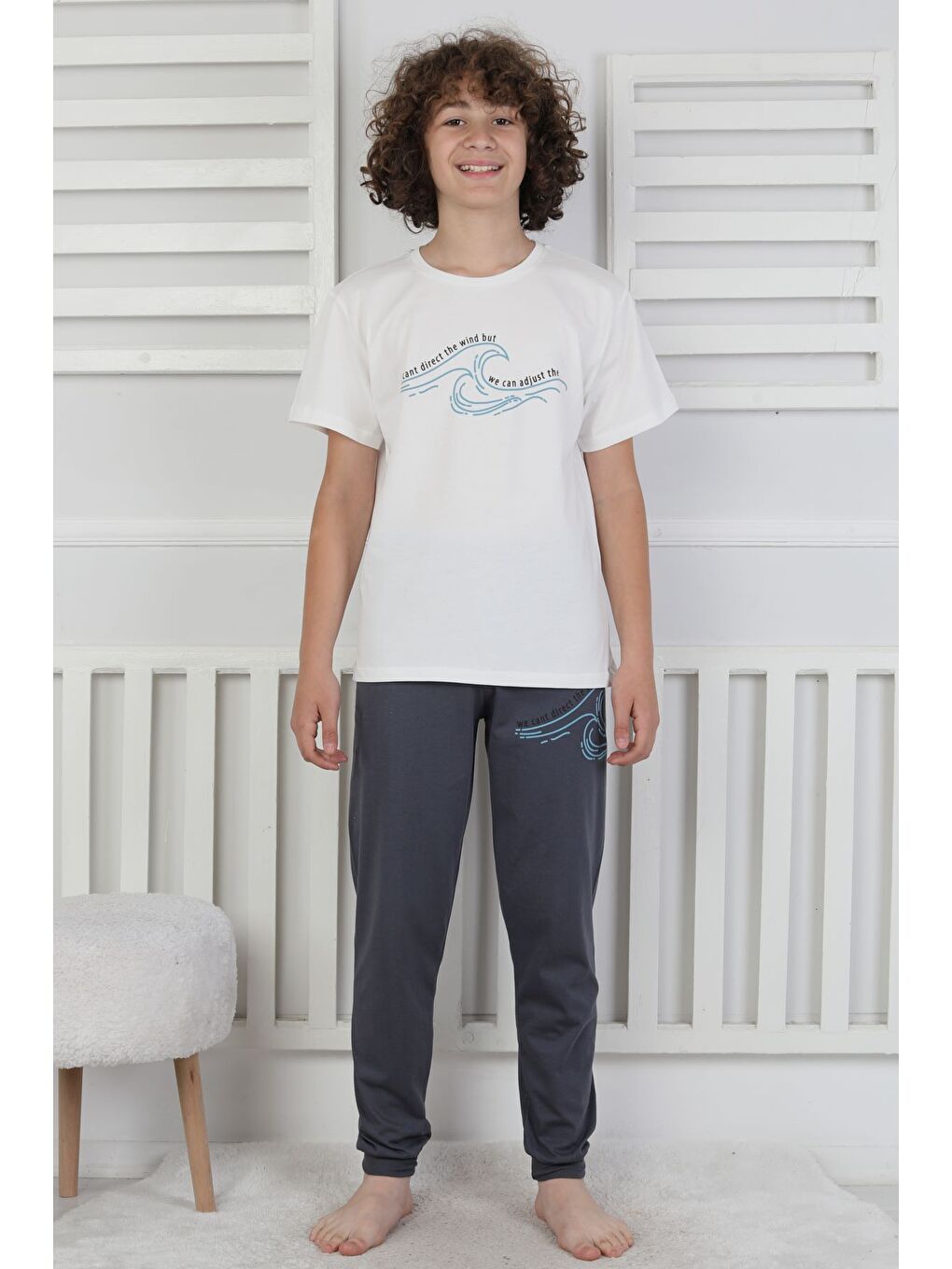 Antrasit We Can Adjust The Baskılı Erkek Çocuk Pijama Takımı