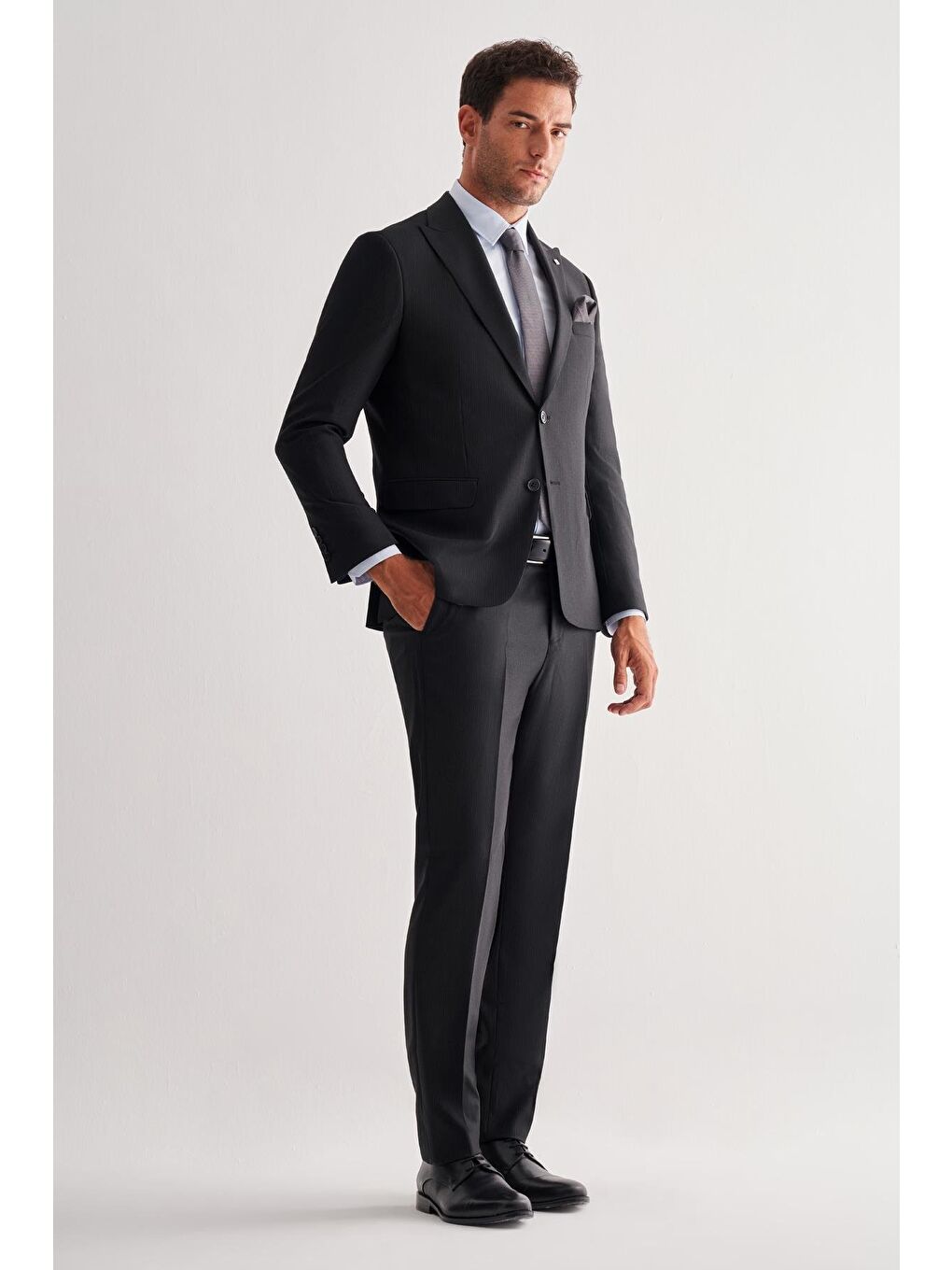 Siyah Kırlangıç Yaka Tam Astar 6 Drop Slim Fit Esnek Takım Elbise 1001255156-2