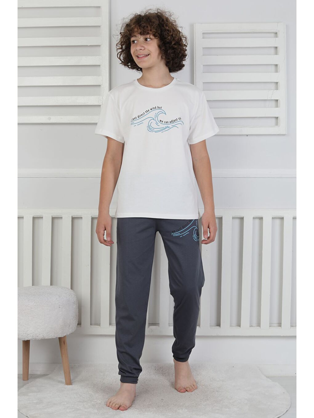 Antrasit We Can Adjust The Baskılı Erkek Çocuk Pijama Takımı-1