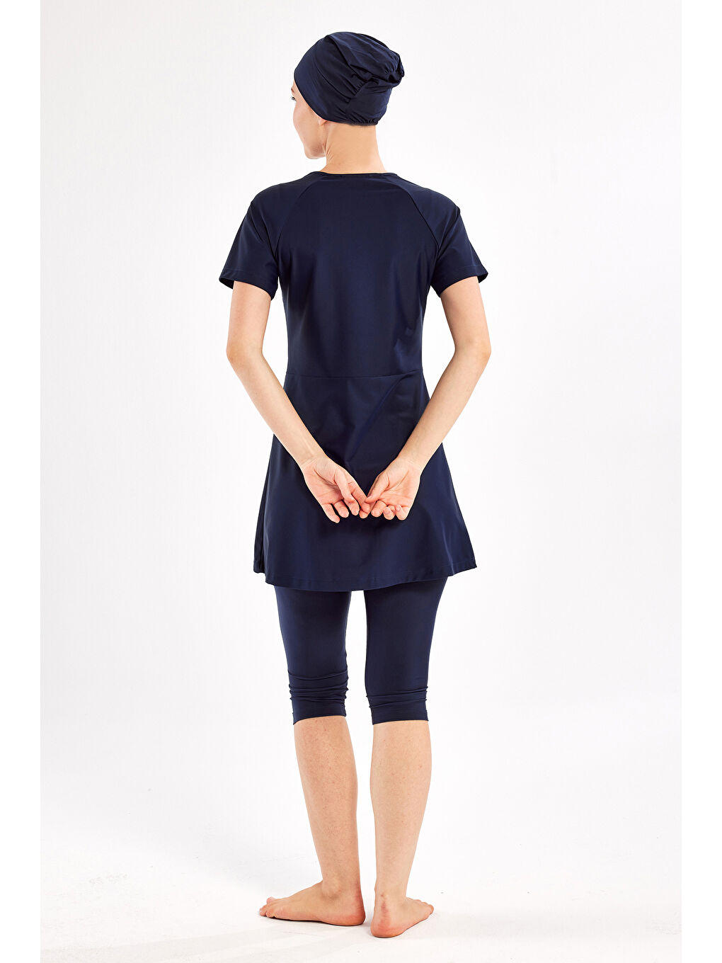 UV Korumalı Kısa Kollu Elastan Yarı Kapalı Mayo 1607 Koyu Lacivert-3