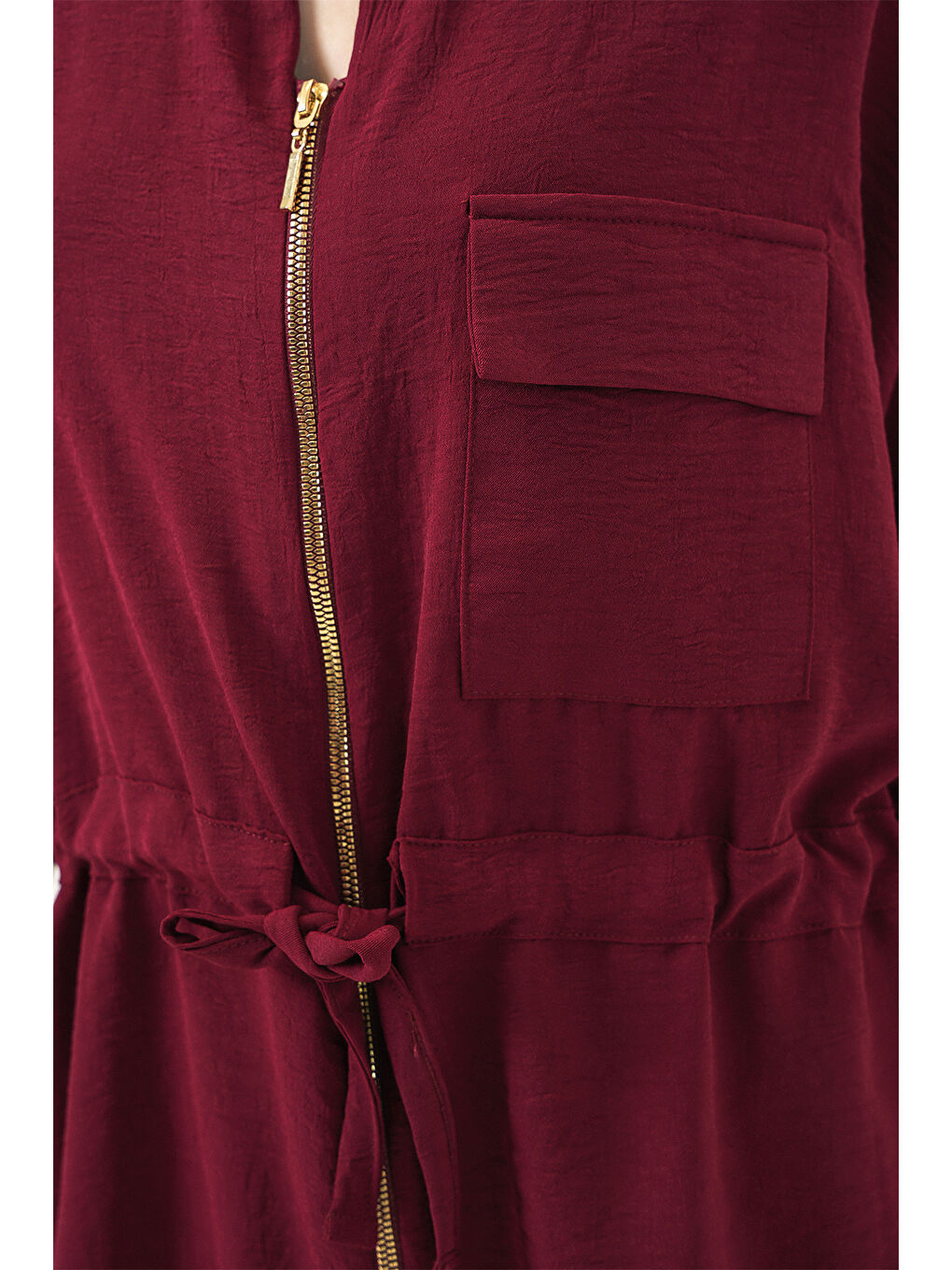 Fermuarlı Kadın Gömlek 0721 - Bordo-4