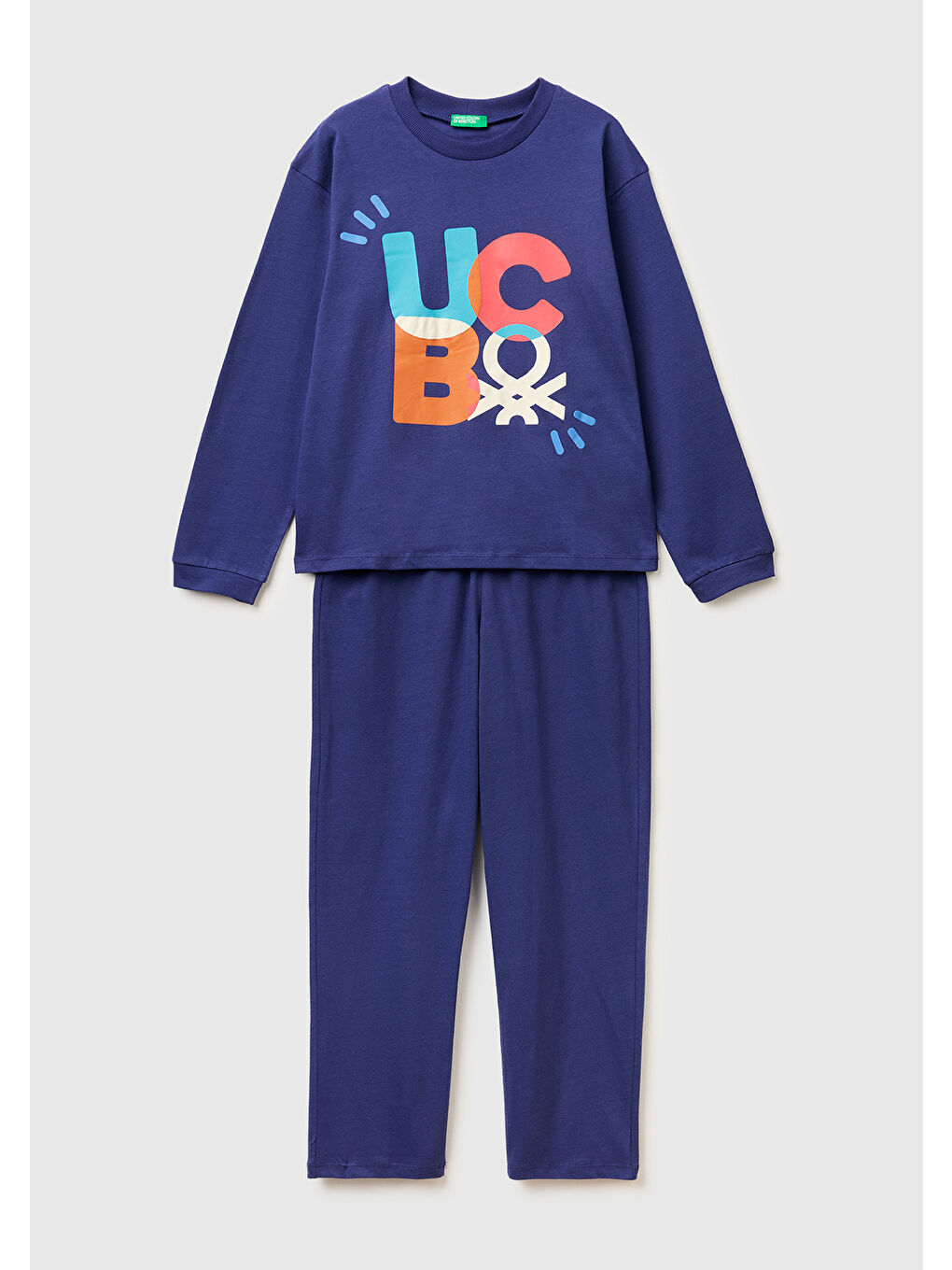 Erkek Çocuk Lavanta Mavisi Kabarık Simli Baskılı Uzun Kollu Pijama Takımı