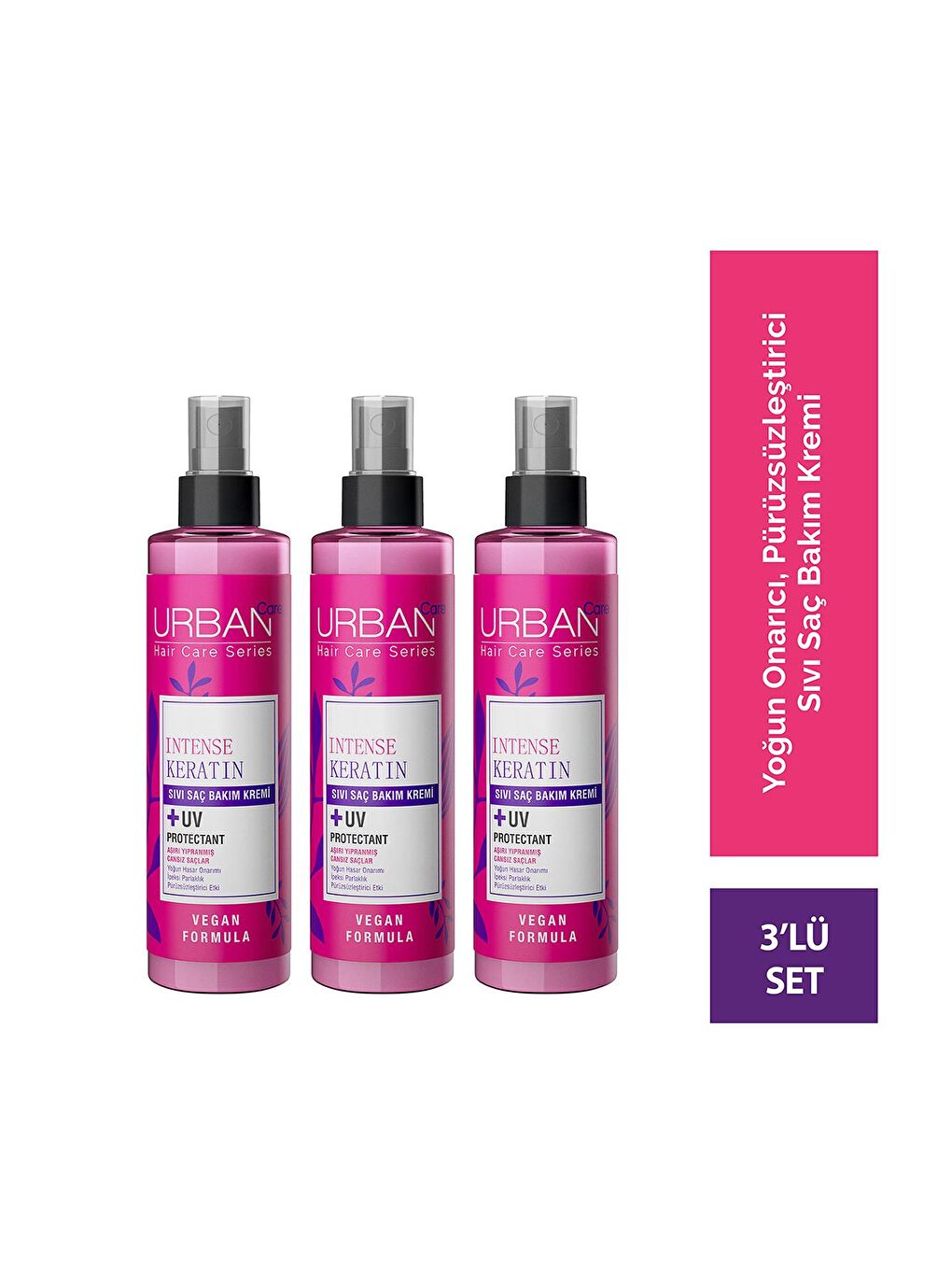 Urban Care Intense Keratin Aşırı Yıpranmış Saçlara Özel Sıvı Saç Kremi 3X200 ML-Vegan