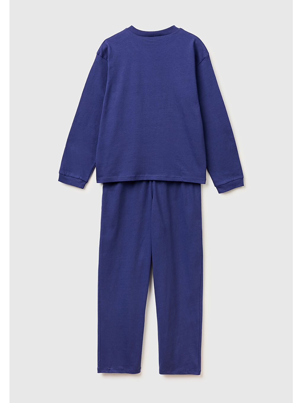 Erkek Çocuk Lavanta Mavisi Kabarık Simli Baskılı Uzun Kollu Pijama Takımı-1