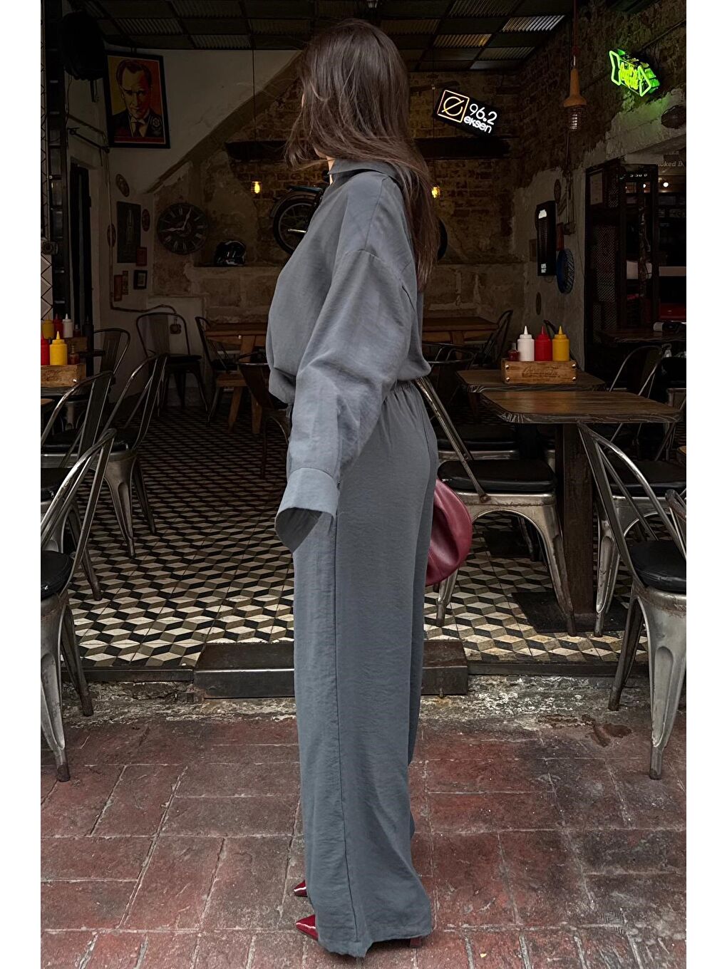 Gri Füme Soft Touch Modal Gömlekli Takım Mg2742-1