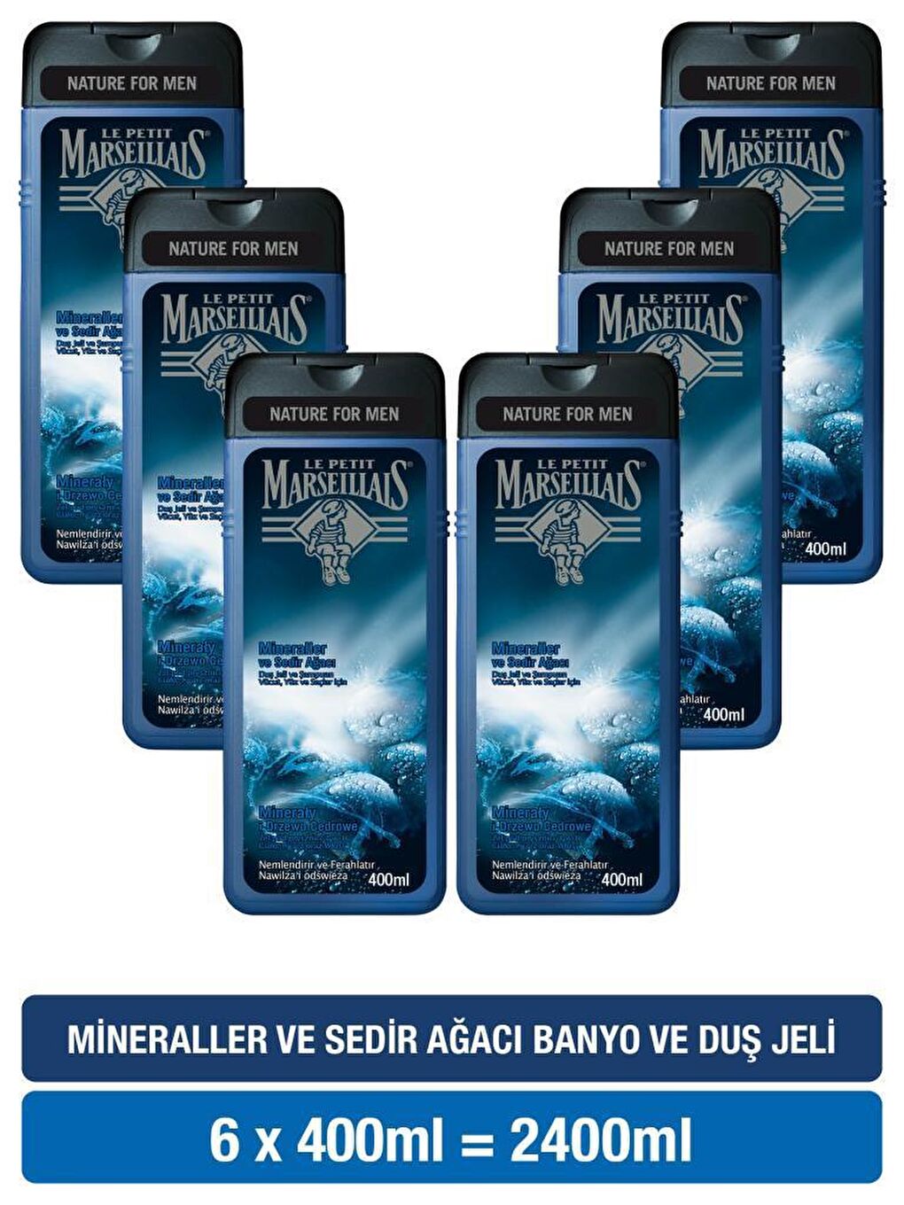 Le Petit Marseillais Renksiz Mineraller ve Sedir Ağacı Duş Jeli 400 ml x6