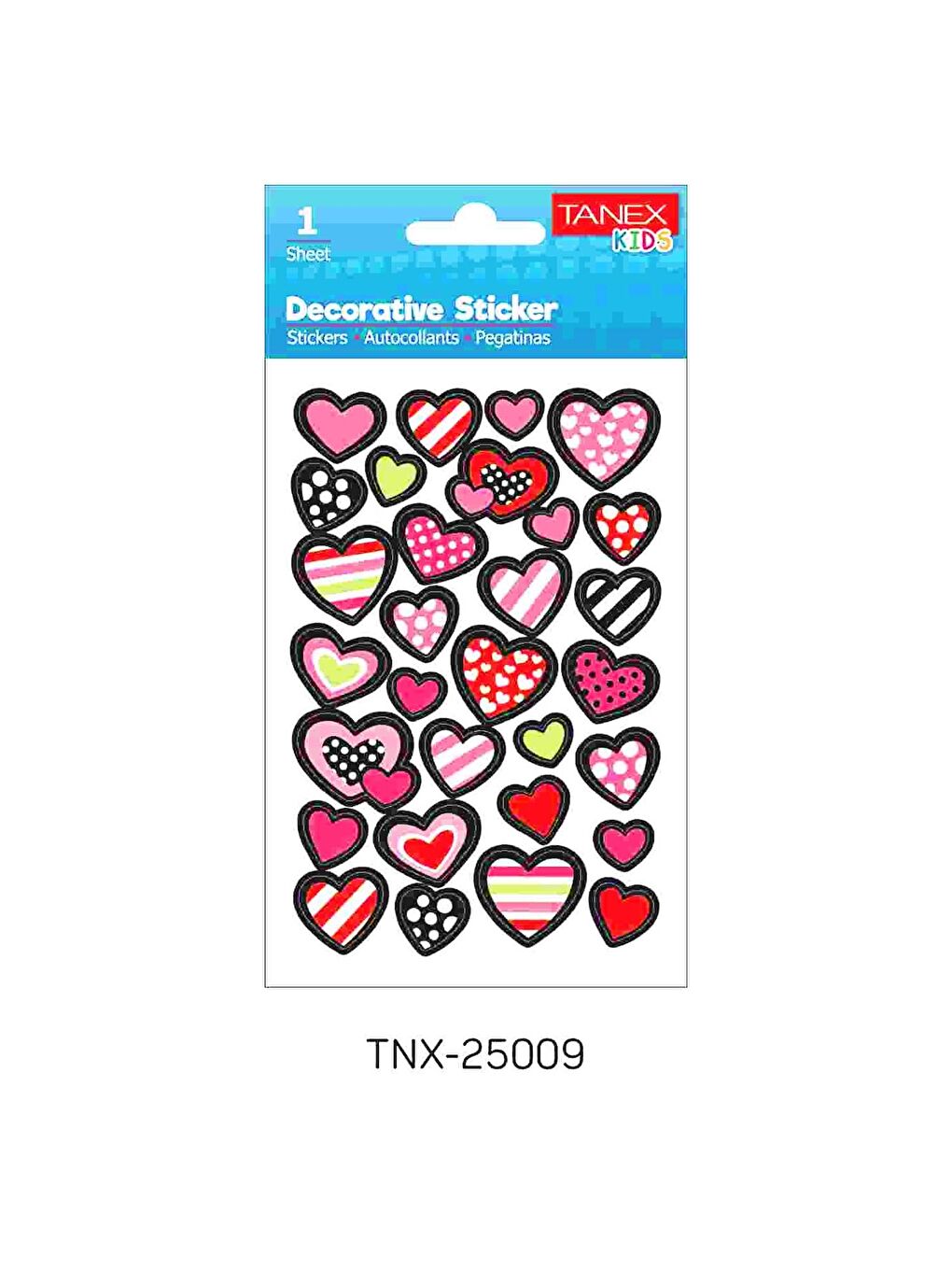 Tanex Kids Sticker Desenli Kalpler 30 Parça (25009)