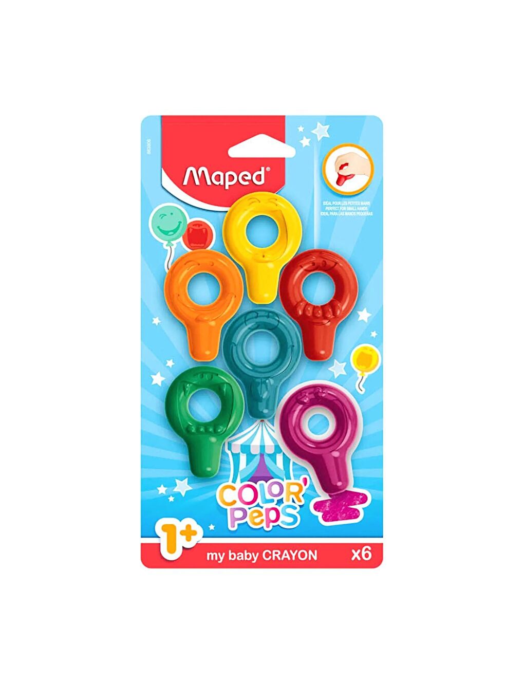 Maped Karışık Asorti Color Peps Bebek Balmumu(CRAYON) Boyama Halkaları 6 Lı