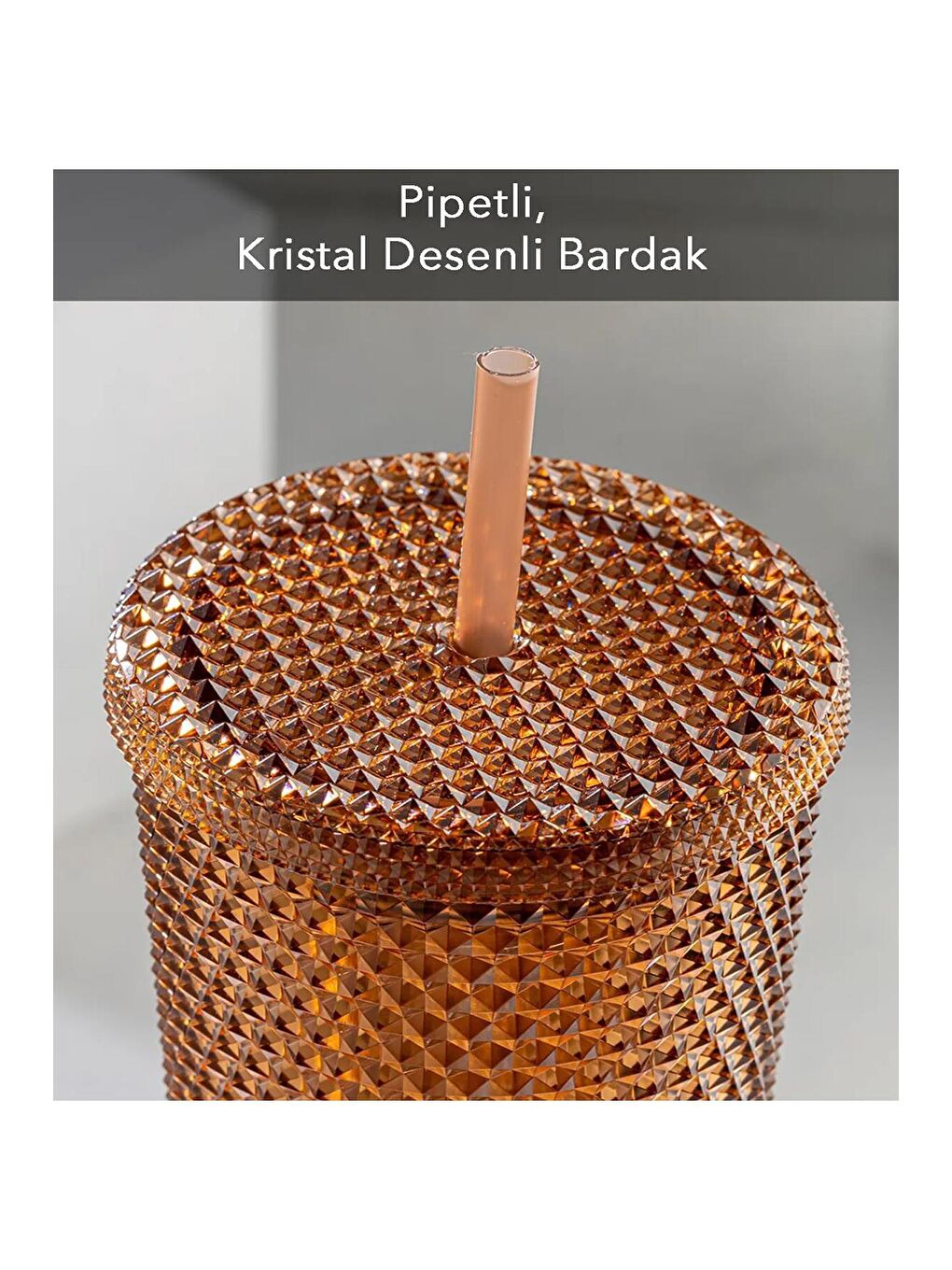 BAM HEDİYELİK EŞYA Karışık Star Sky Kristal Desenli Pipetli Bardak 750Ml - 2