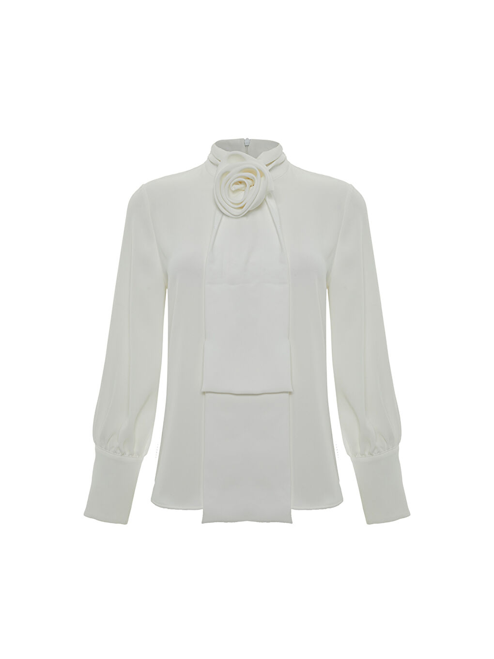 Ekru Gül Broşlu Bluz