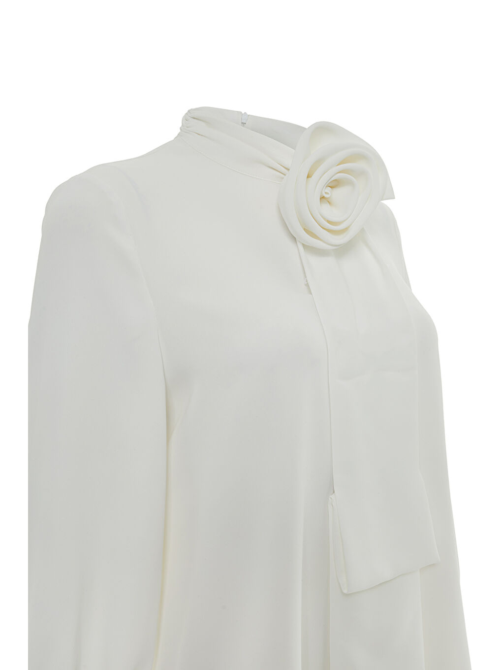 Ekru Gül Broşlu Bluz-1