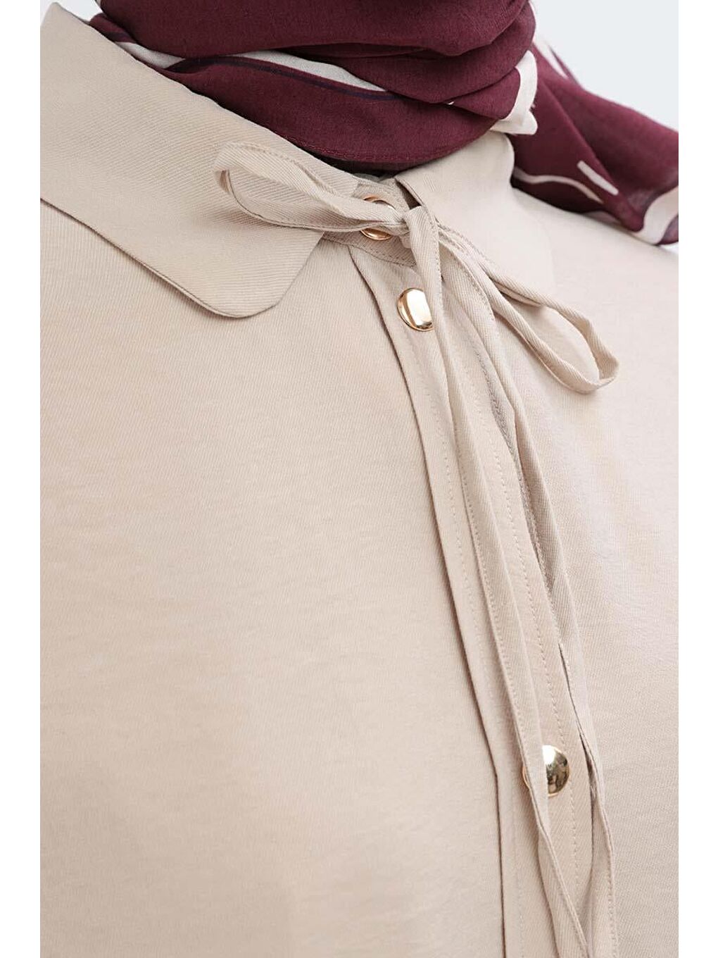 Bej-Kolu Büzmeli Çıtçıtlı Modal Ferace-4