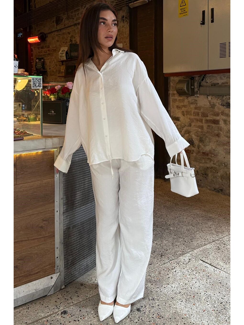 Beyaz Soft Touch Modal Gömlekli Takım Mg2742-2