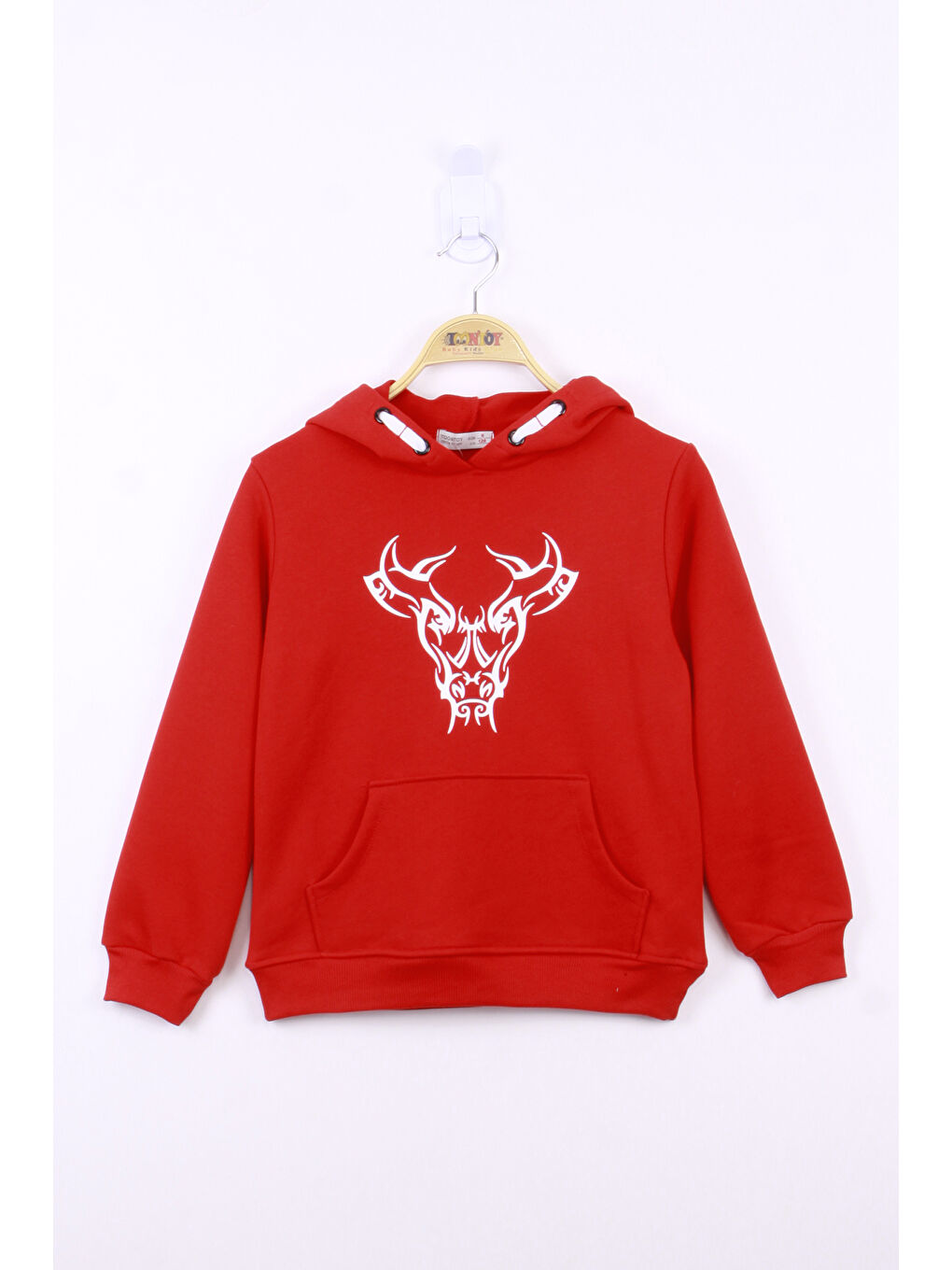 Kırmızı Erkek Çocuk Boğa Baskılı Sweatshirt-1