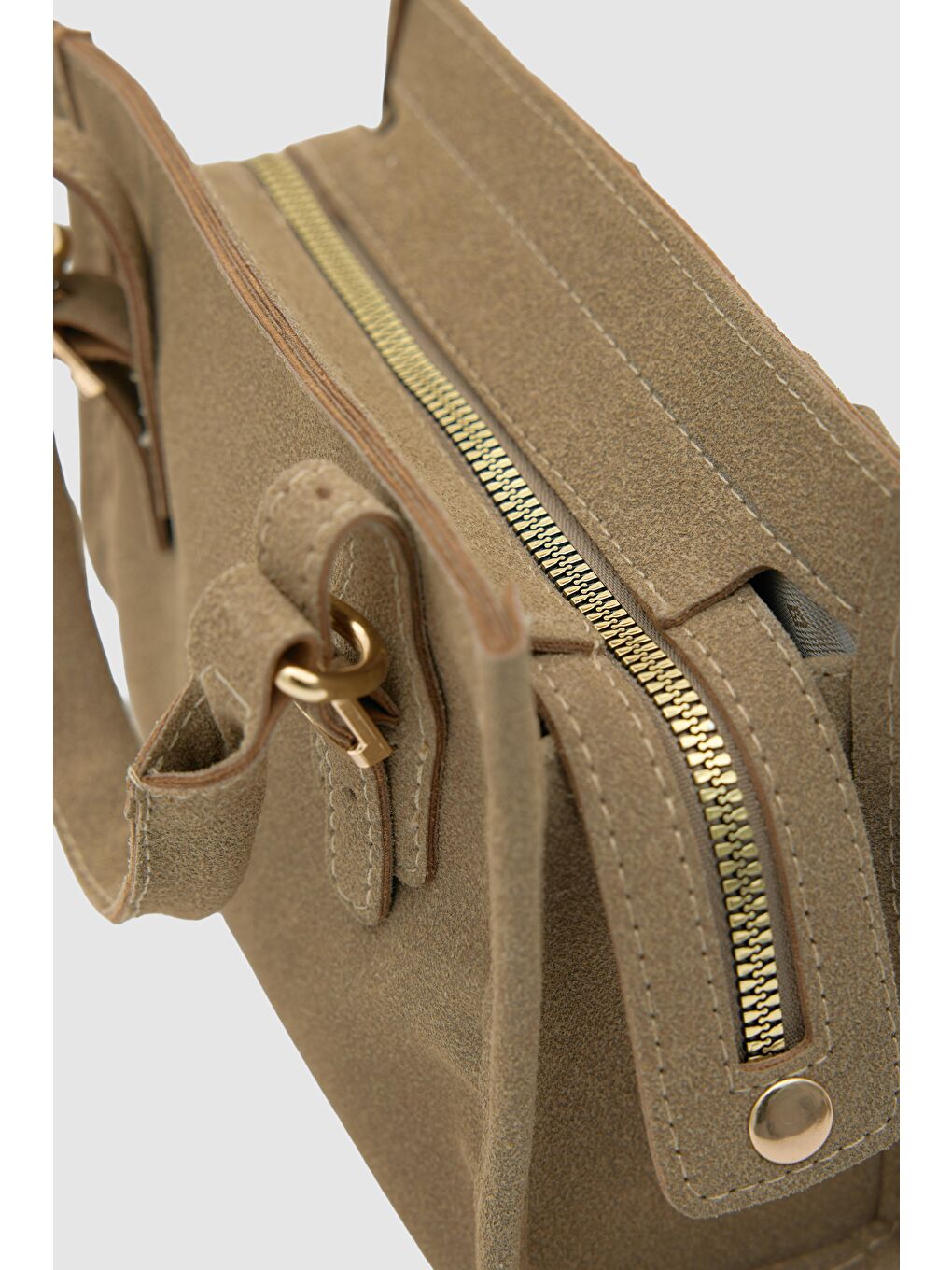 Bej Wander Mini Süet Çapraz Çanta Vizon-3