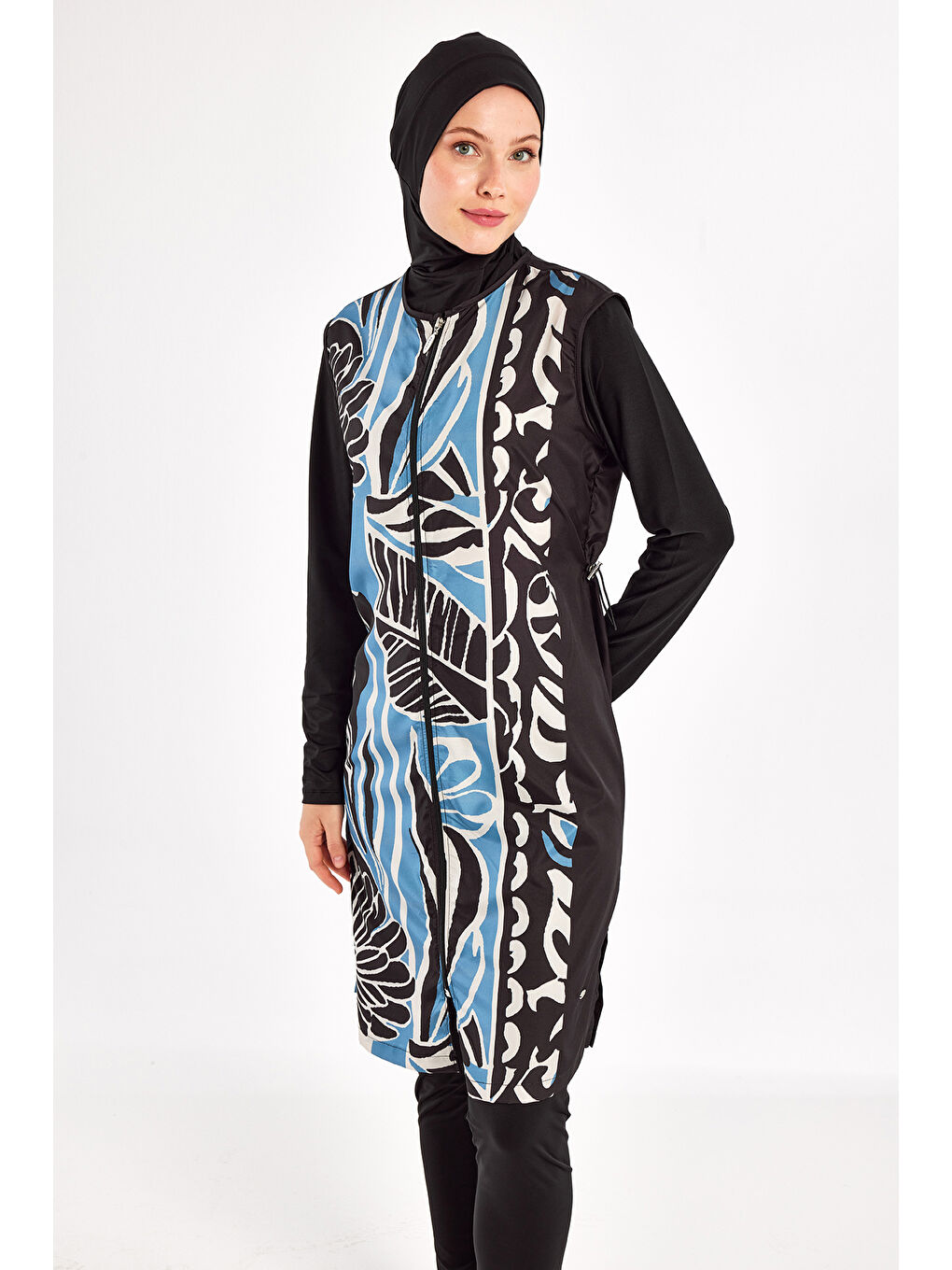UV Korumalı Tam Kapalı Tesettür Mayo 1303 Siyah03-1