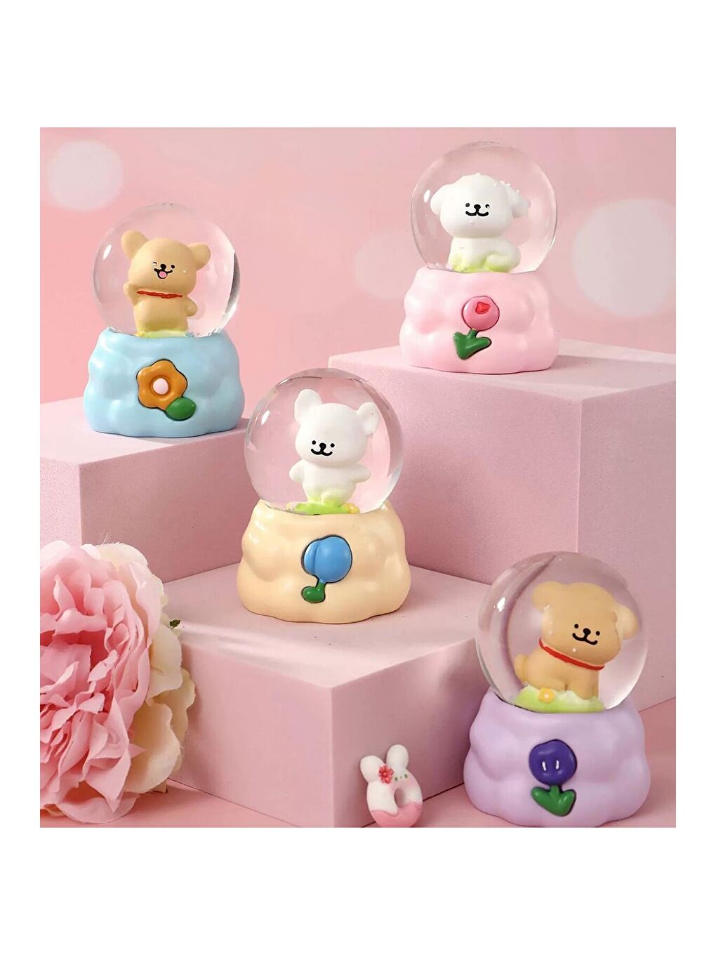 Karışık Mini Işıklı Sevimli Köpek Kar Küresi